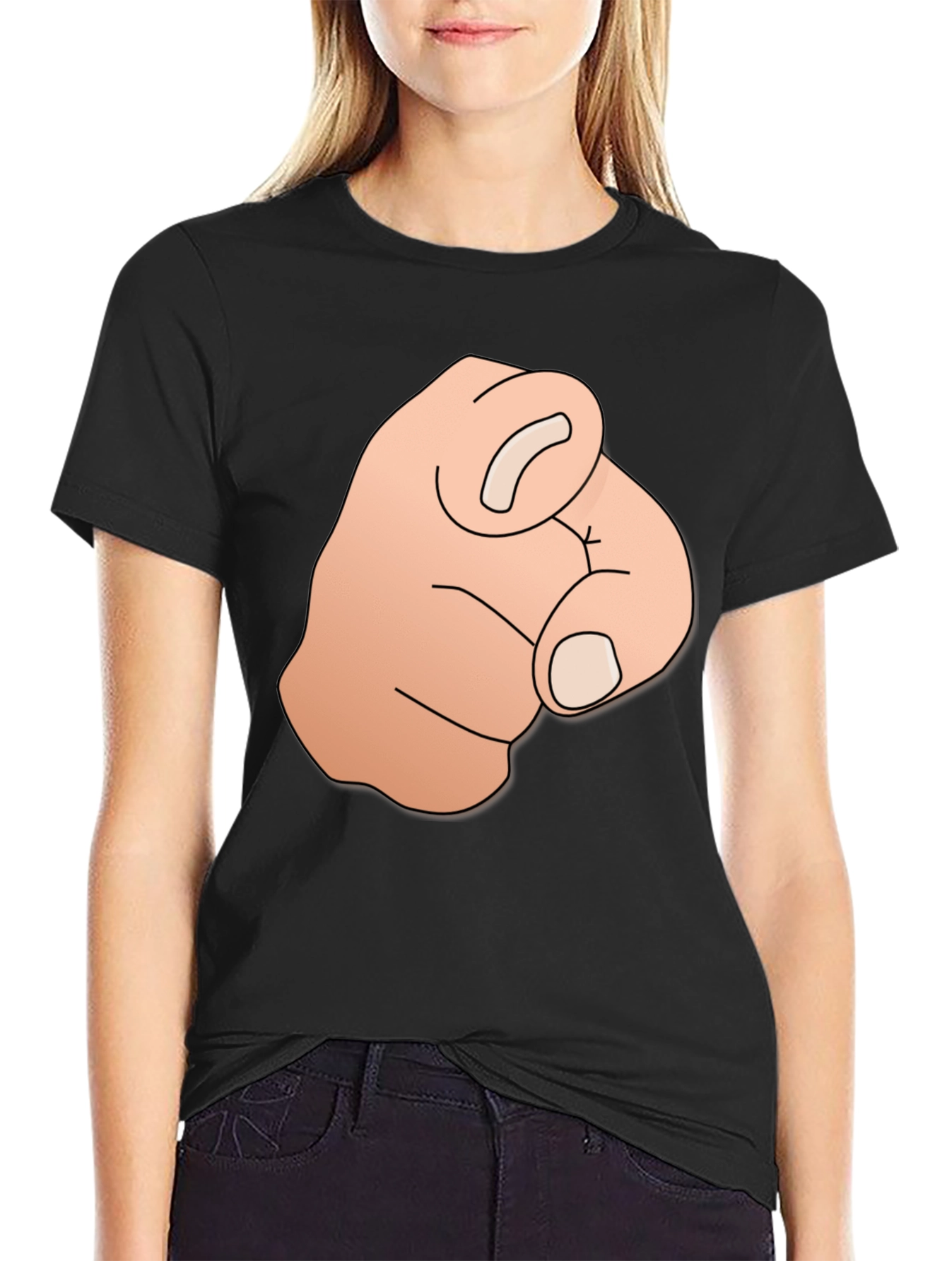 Pointing Finger Graphic Tee - Bold Black T-Shirt