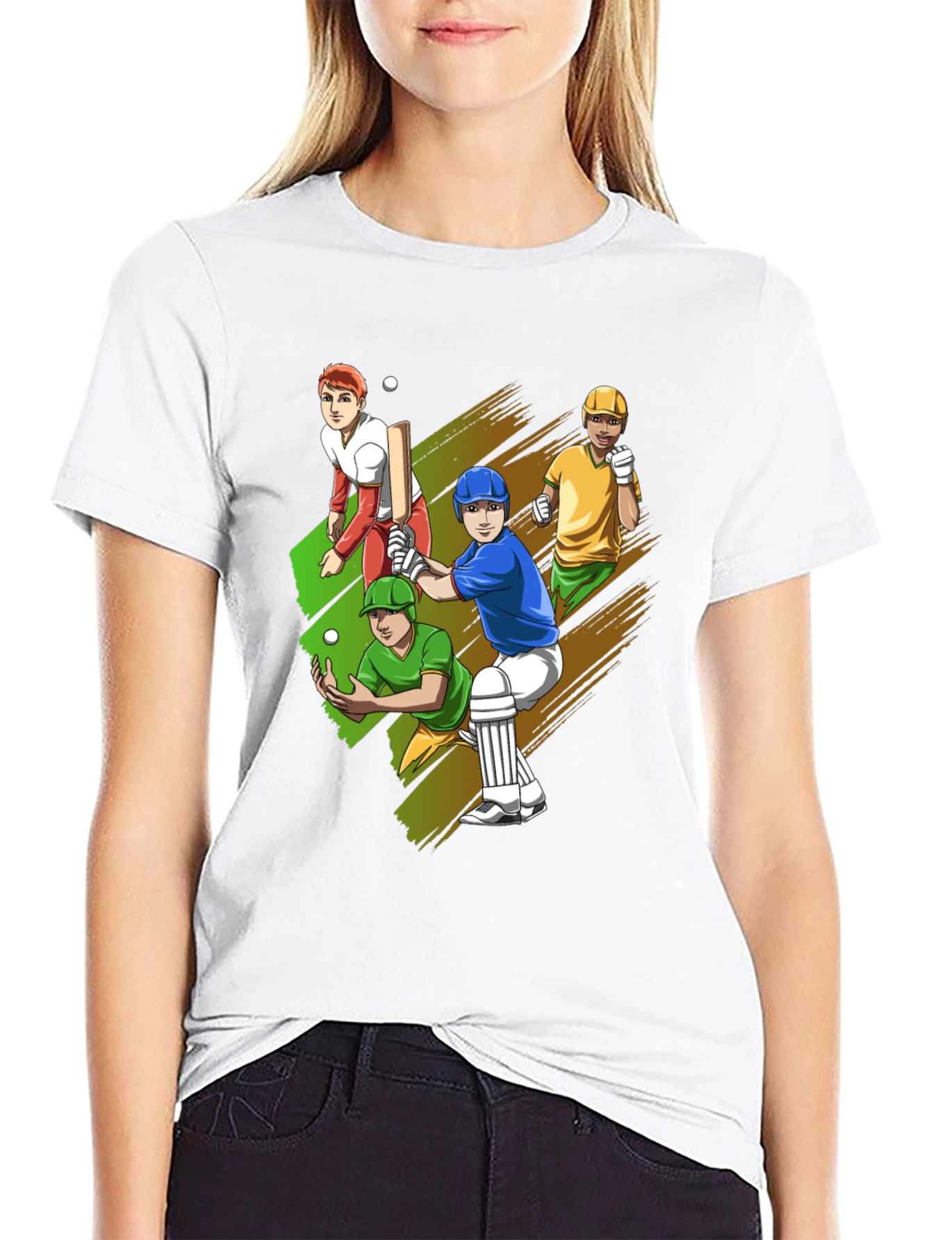 Cricket Player Graphic Tee - Black Cotton T-Shirt