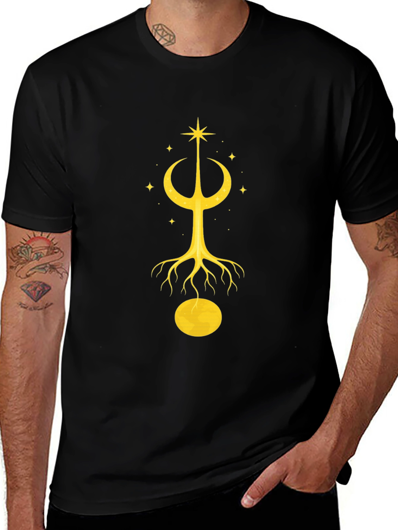 Celestial Tree Graphic Tee - Unisex Black T-Shirt