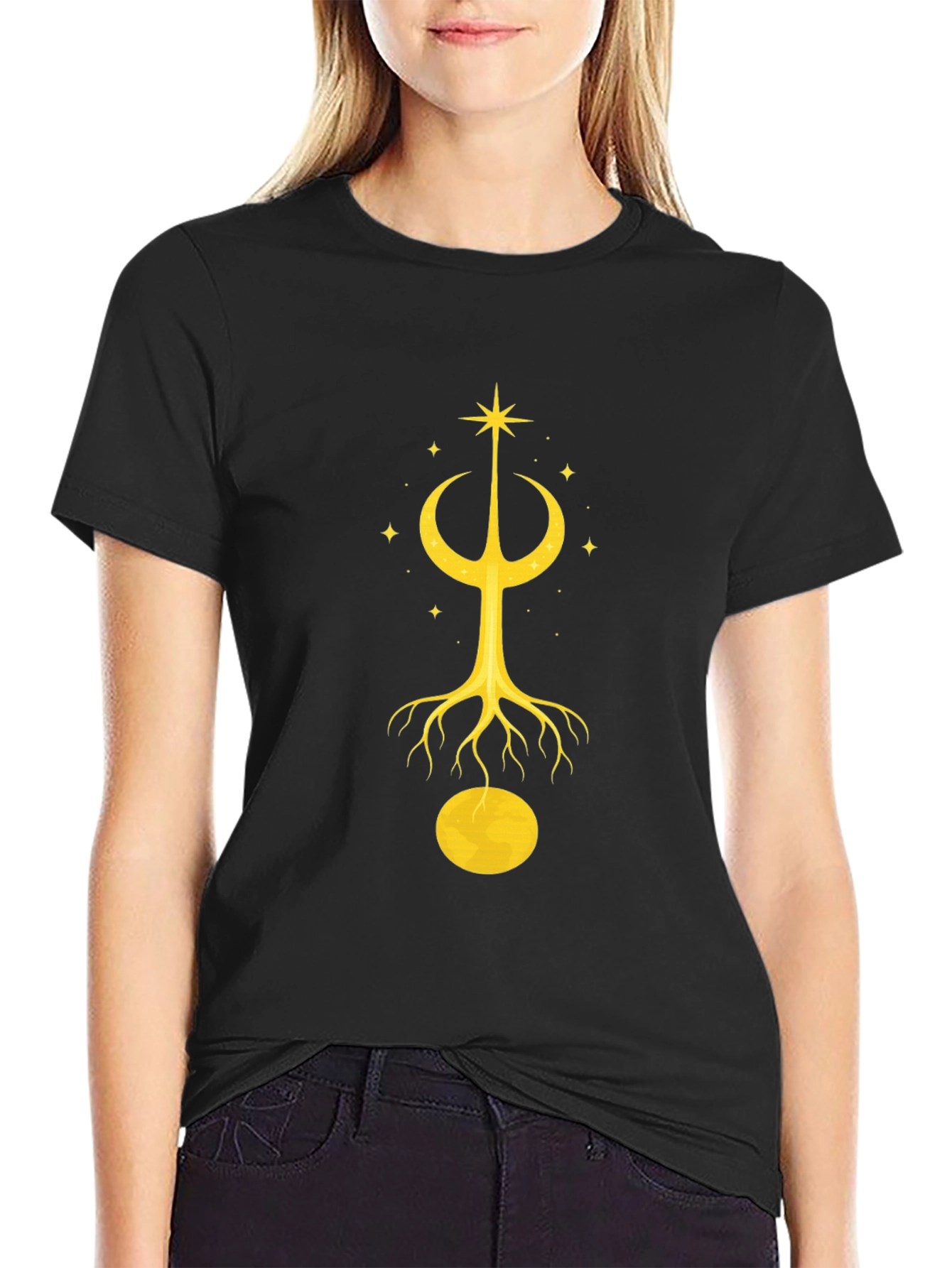 Celestial Tree Graphic Tee - Unisex Black T-Shirt