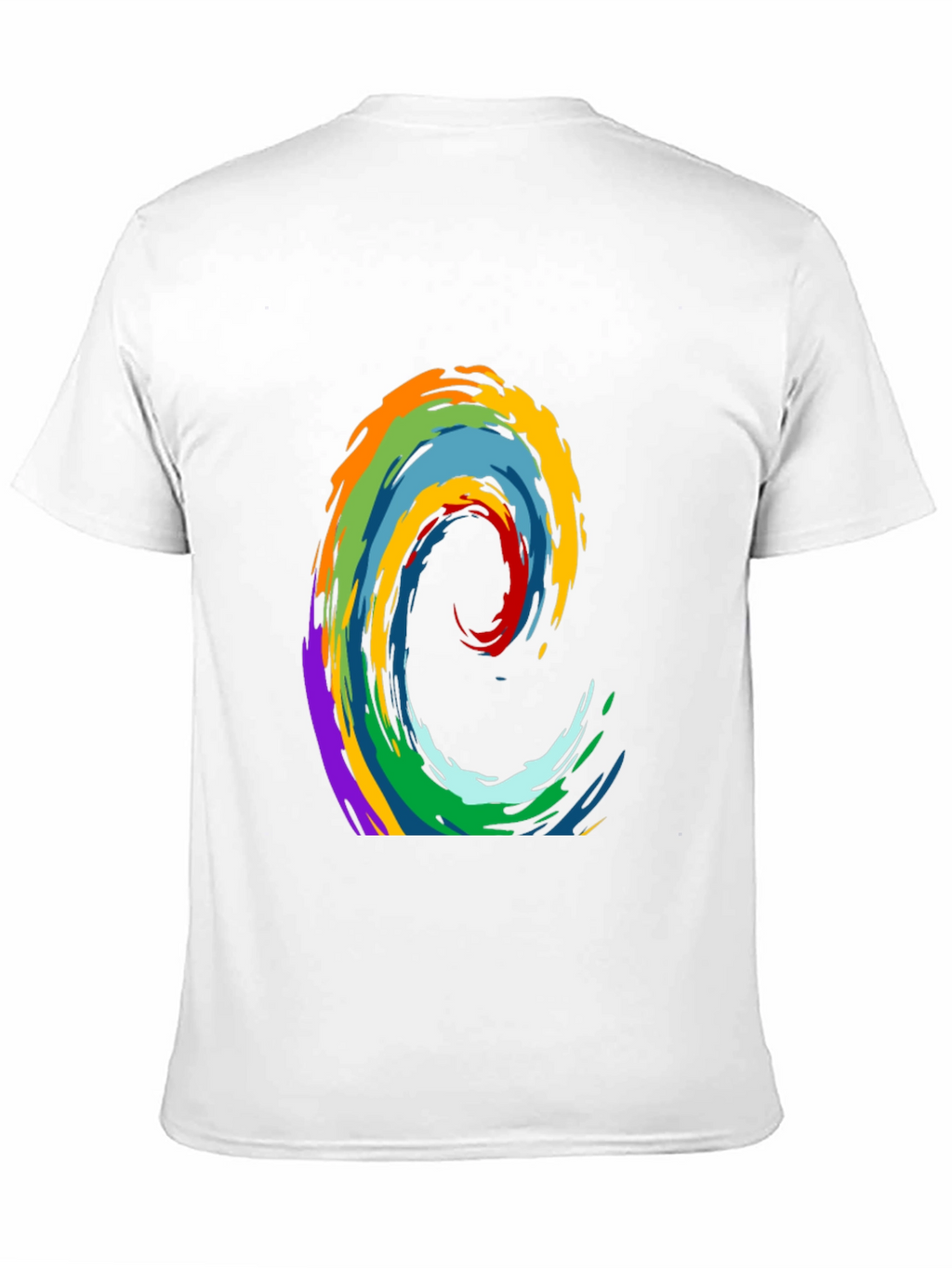 Rainbow Wave Graphic Print Black T-Shirt