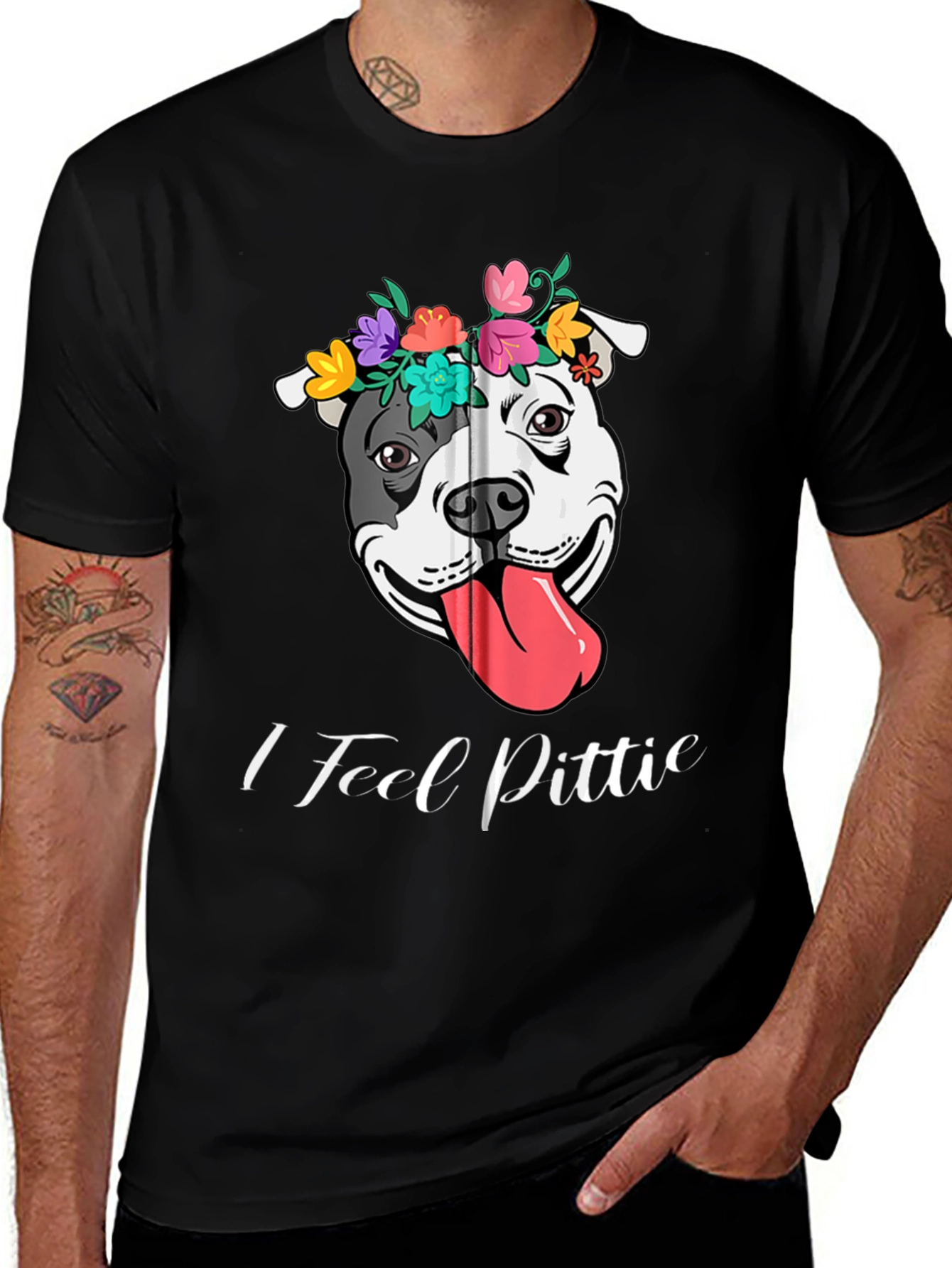 I Feel Pittie Flower Crown Dog T-Shirt