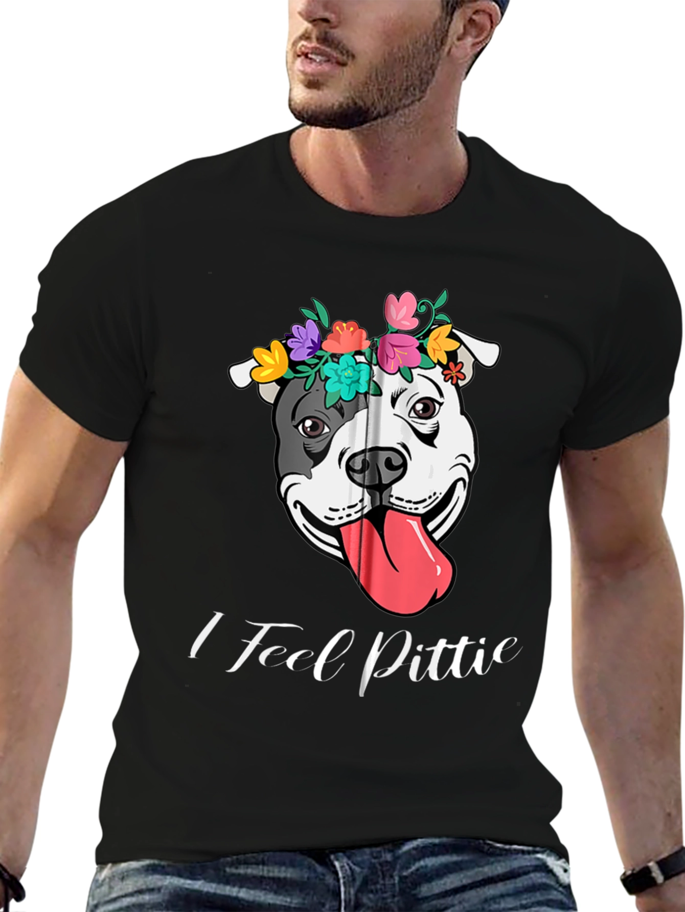 I Feel Pittie Flower Crown Dog T-Shirt