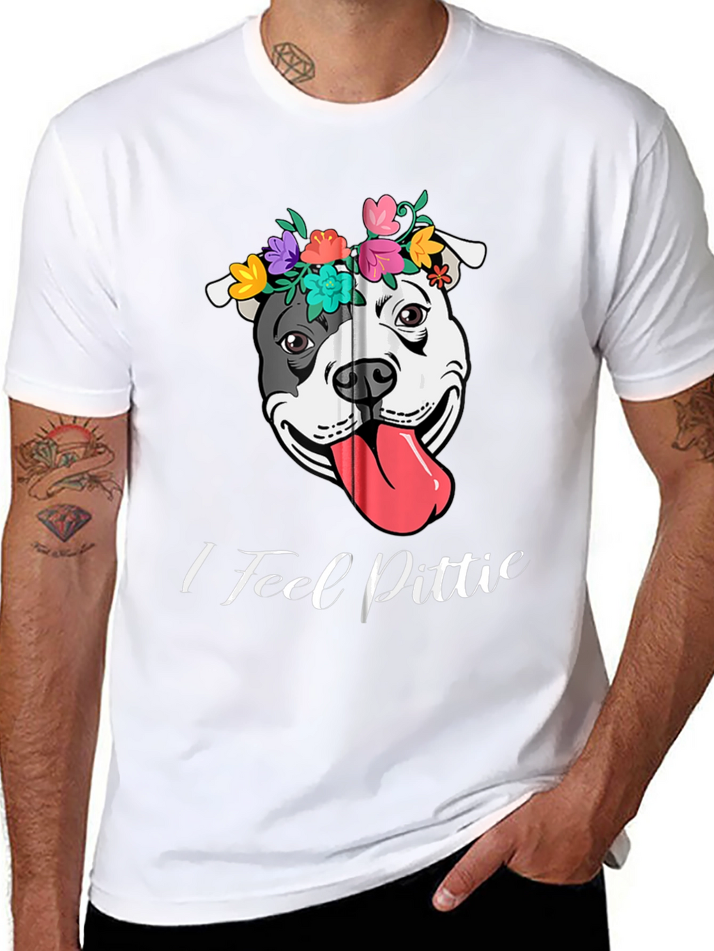 I Feel Pittie Flower Crown Dog T-Shirt