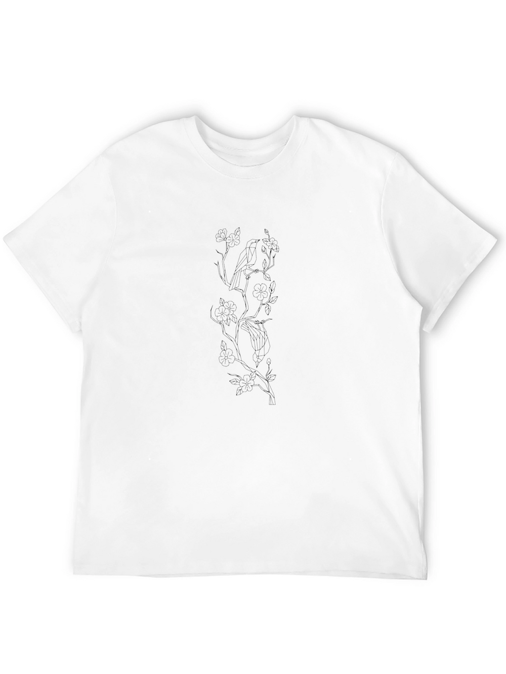 Mens Black Graphic Tee - Subtle Floral Design