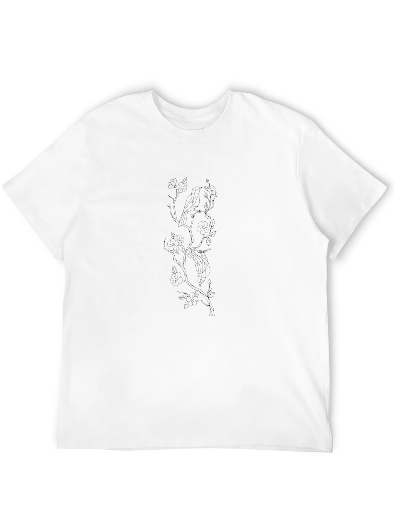 Mens Black Graphic Tee - Subtle Floral Design