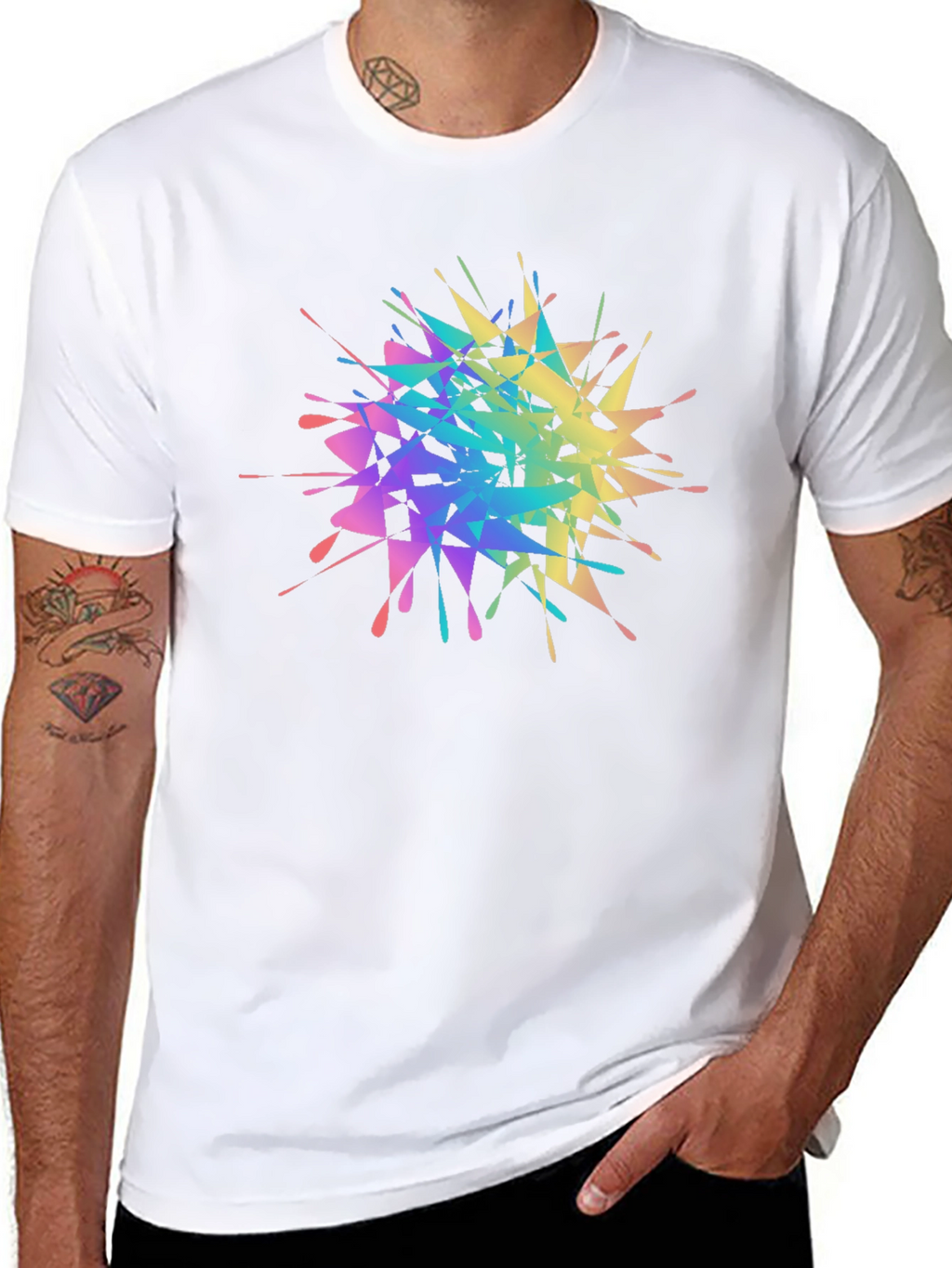 Rainbow Splatter Graphic Tee - Unique Design