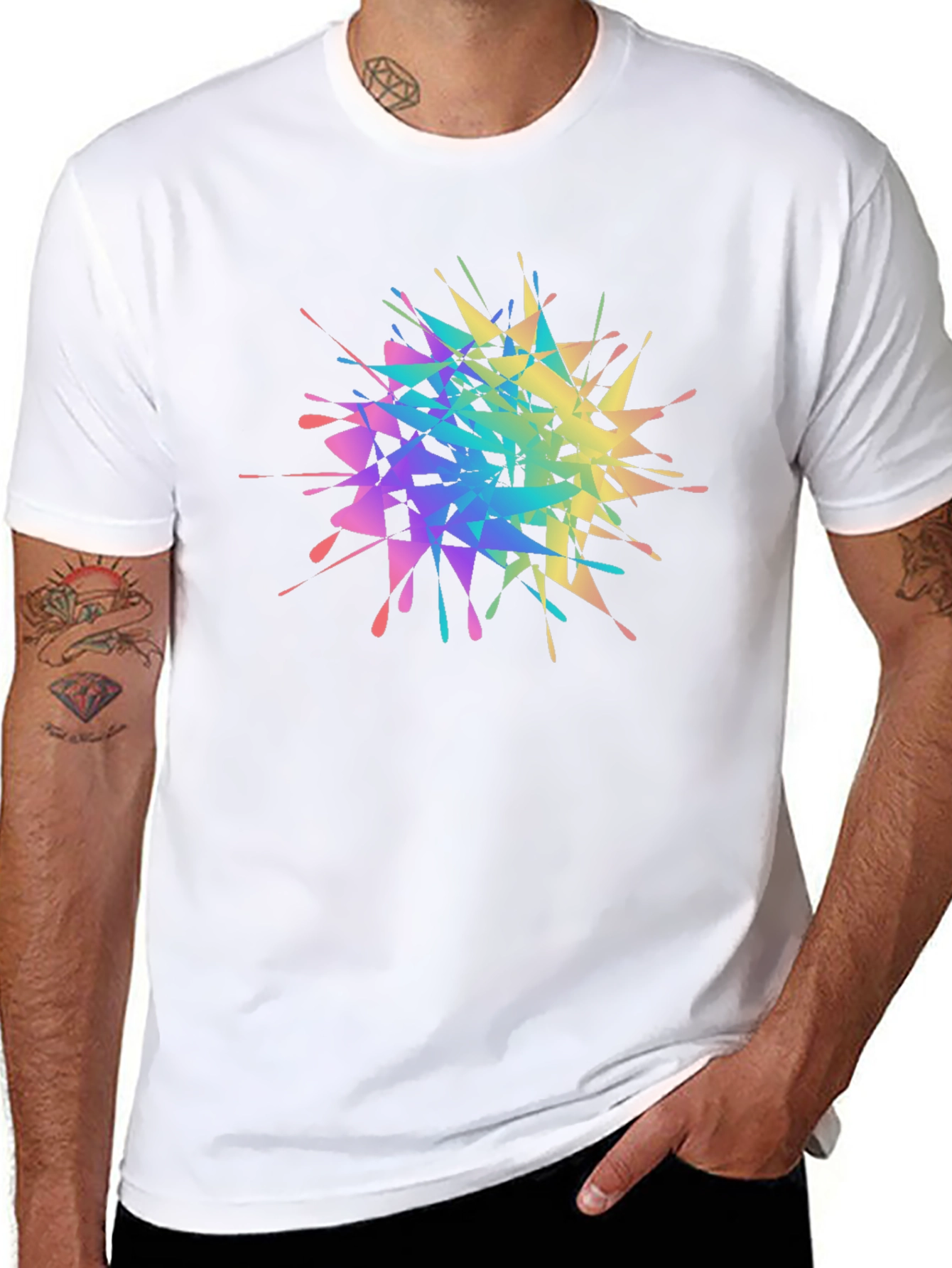 Rainbow Splatter Graphic Tee - Unique Design