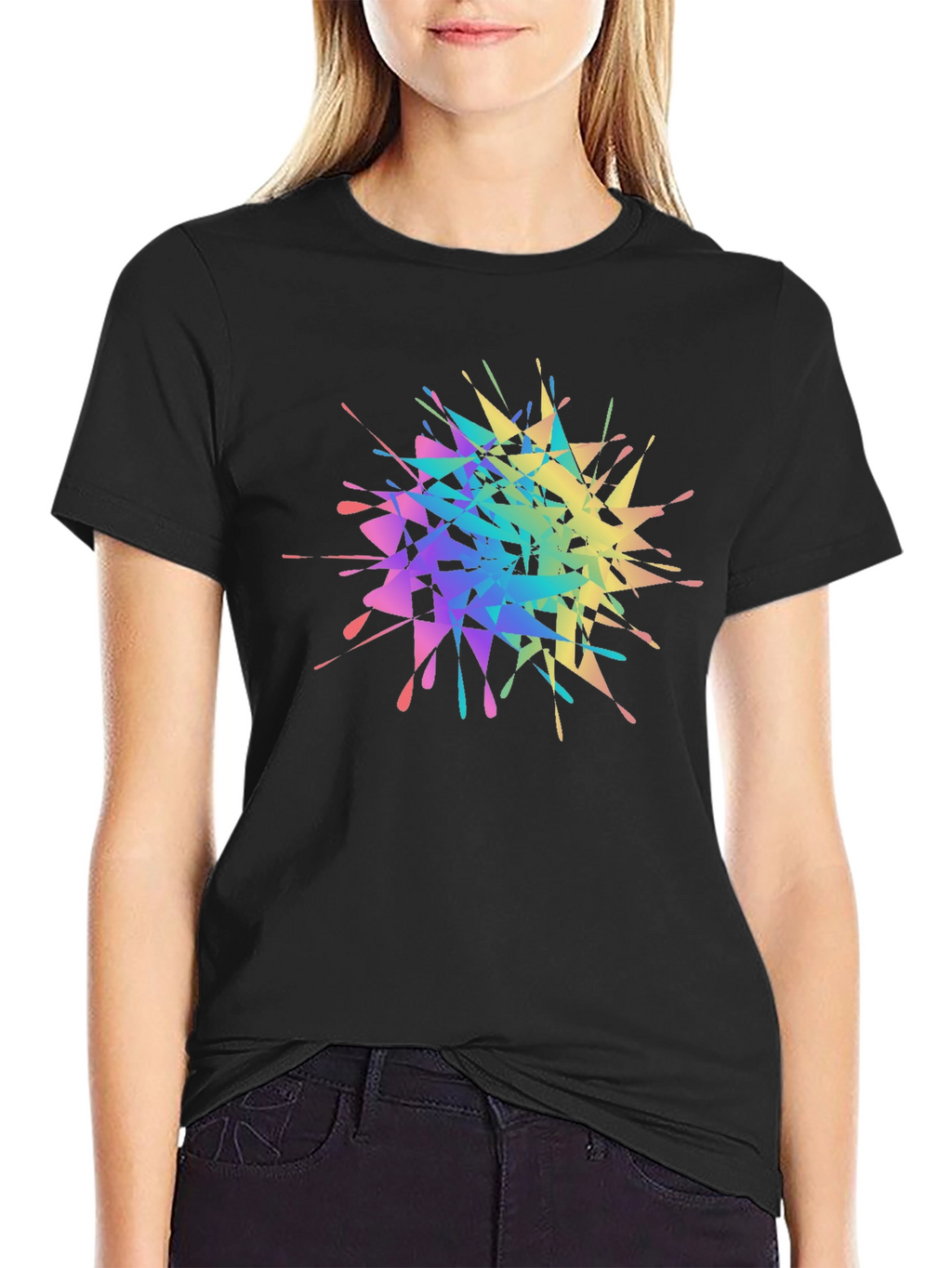 Rainbow Splatter Graphic Tee - Unique Design