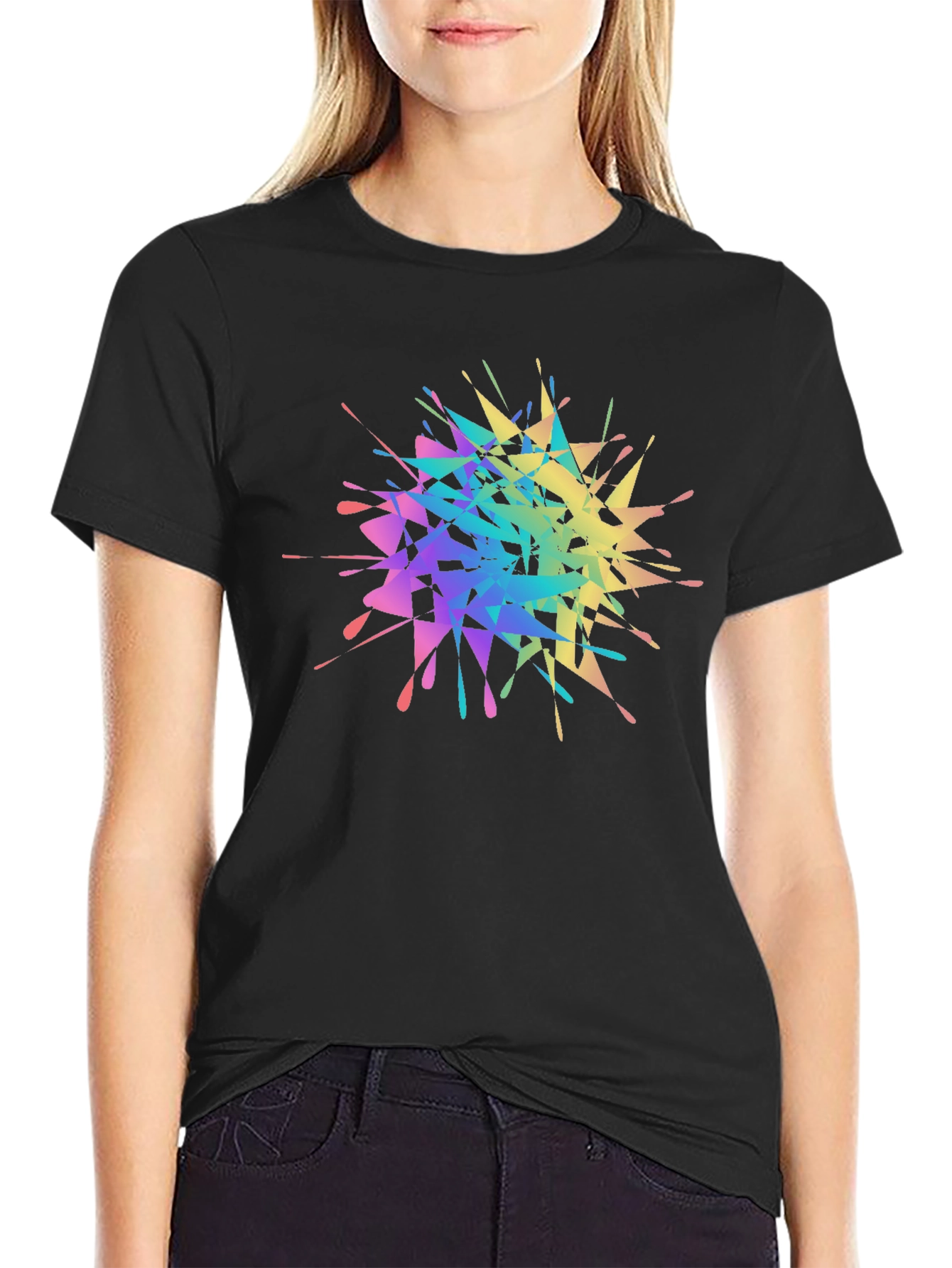 Rainbow Splatter Graphic Tee - Unique Design