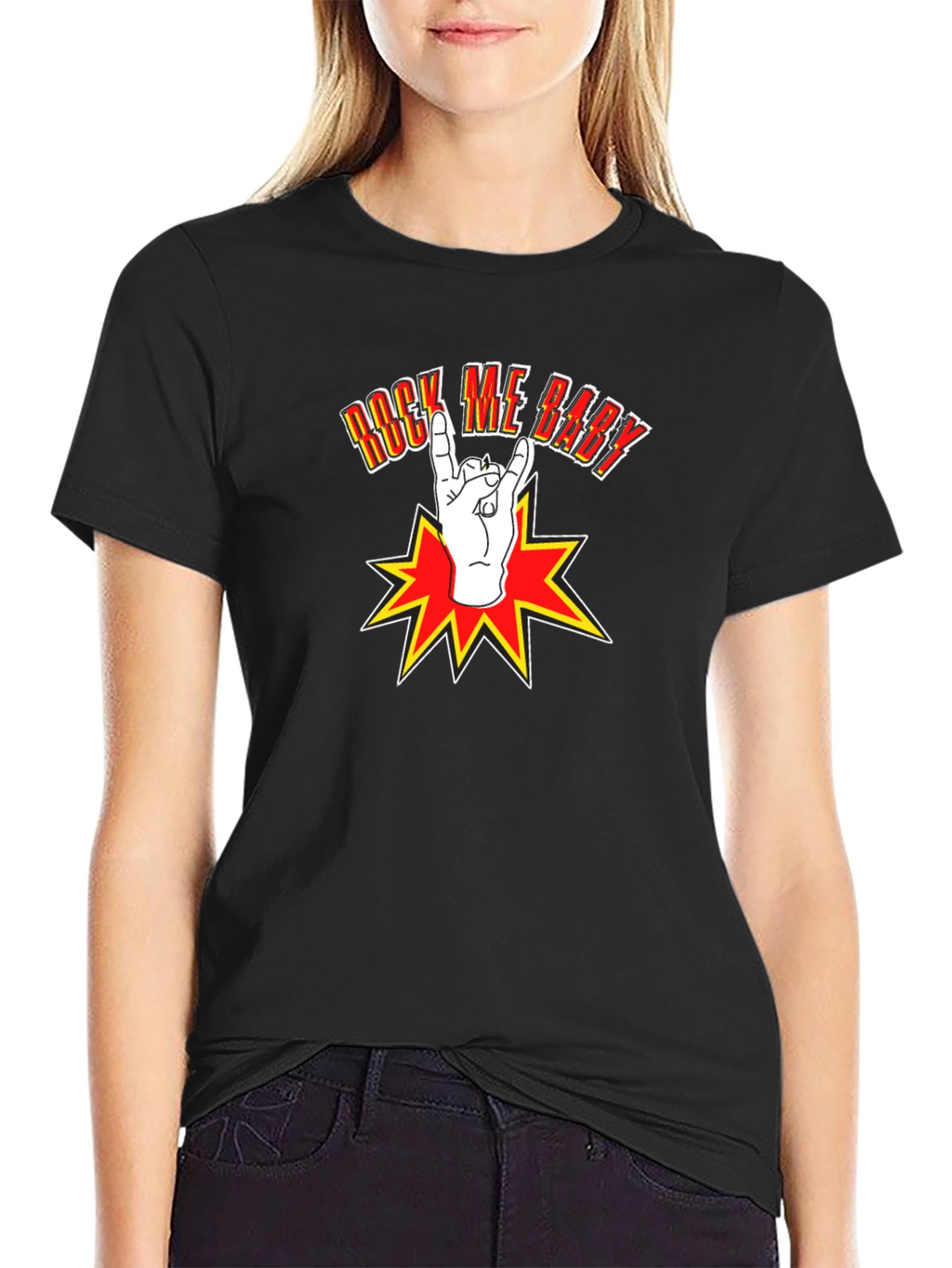Rock Me Baby Graphic T-Shirt - Black Cotton Tee