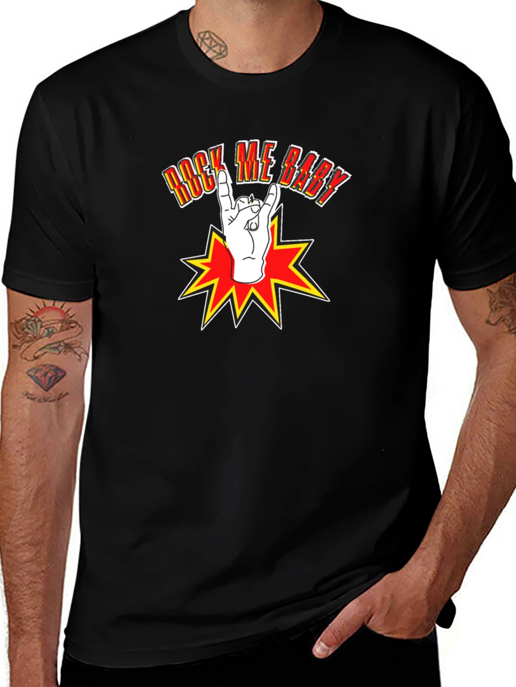 Rock Me Baby Graphic T-Shirt - Black Cotton Tee