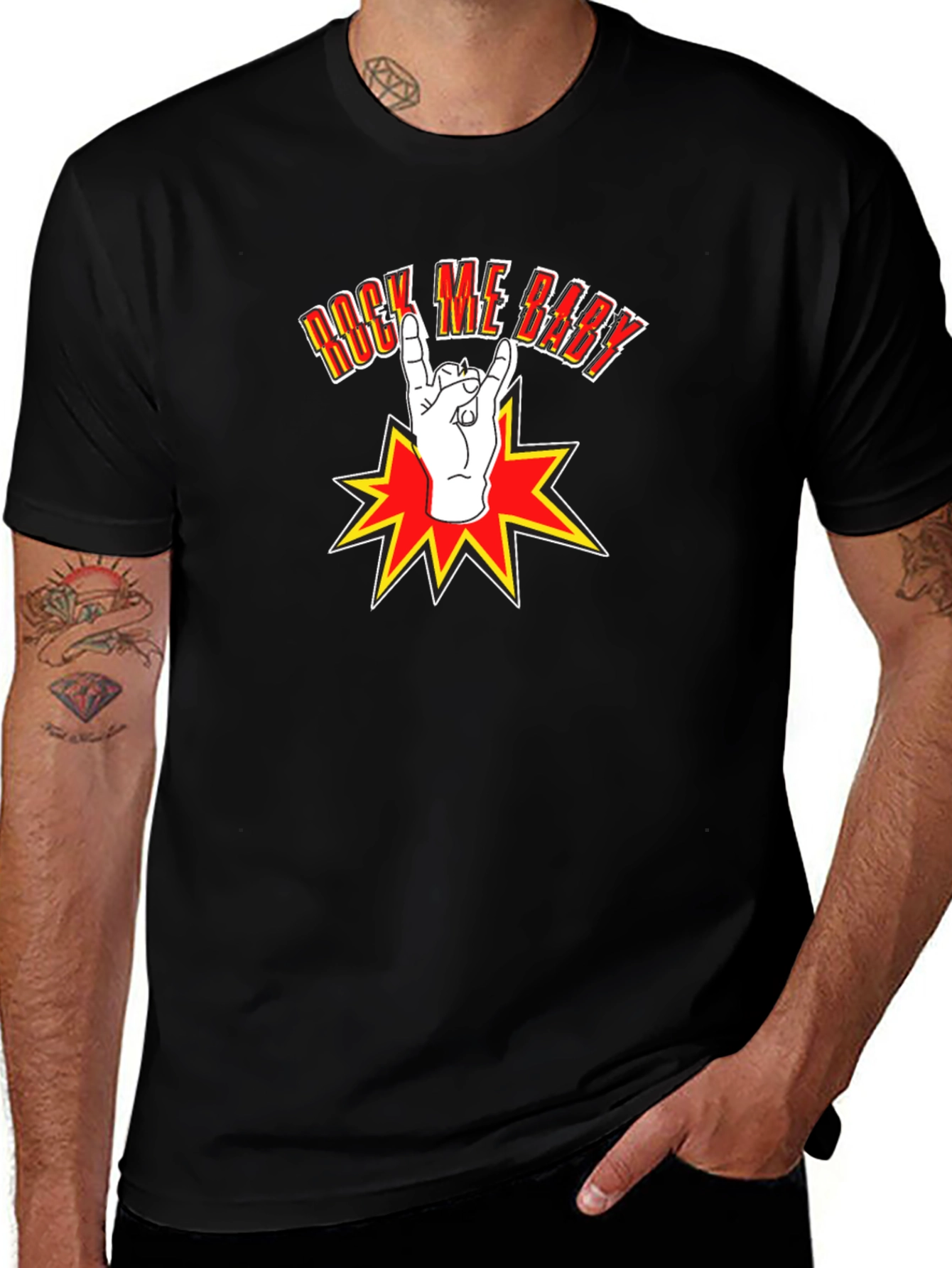 Rock Me Baby Graphic T-Shirt - Black Cotton Tee