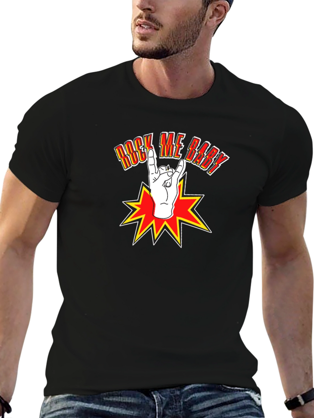 Rock Me Baby Graphic T-Shirt - Black Cotton Tee