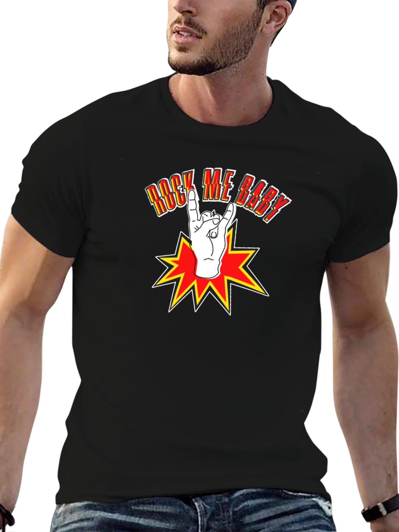 Rock Me Baby Graphic T-Shirt - Black Cotton Tee