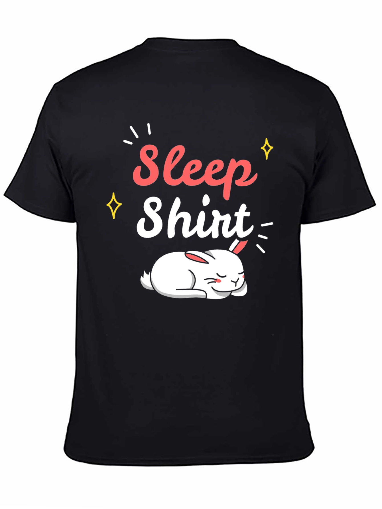 Sleep Shirt Black Cotton Tee with Sleeping Bunny