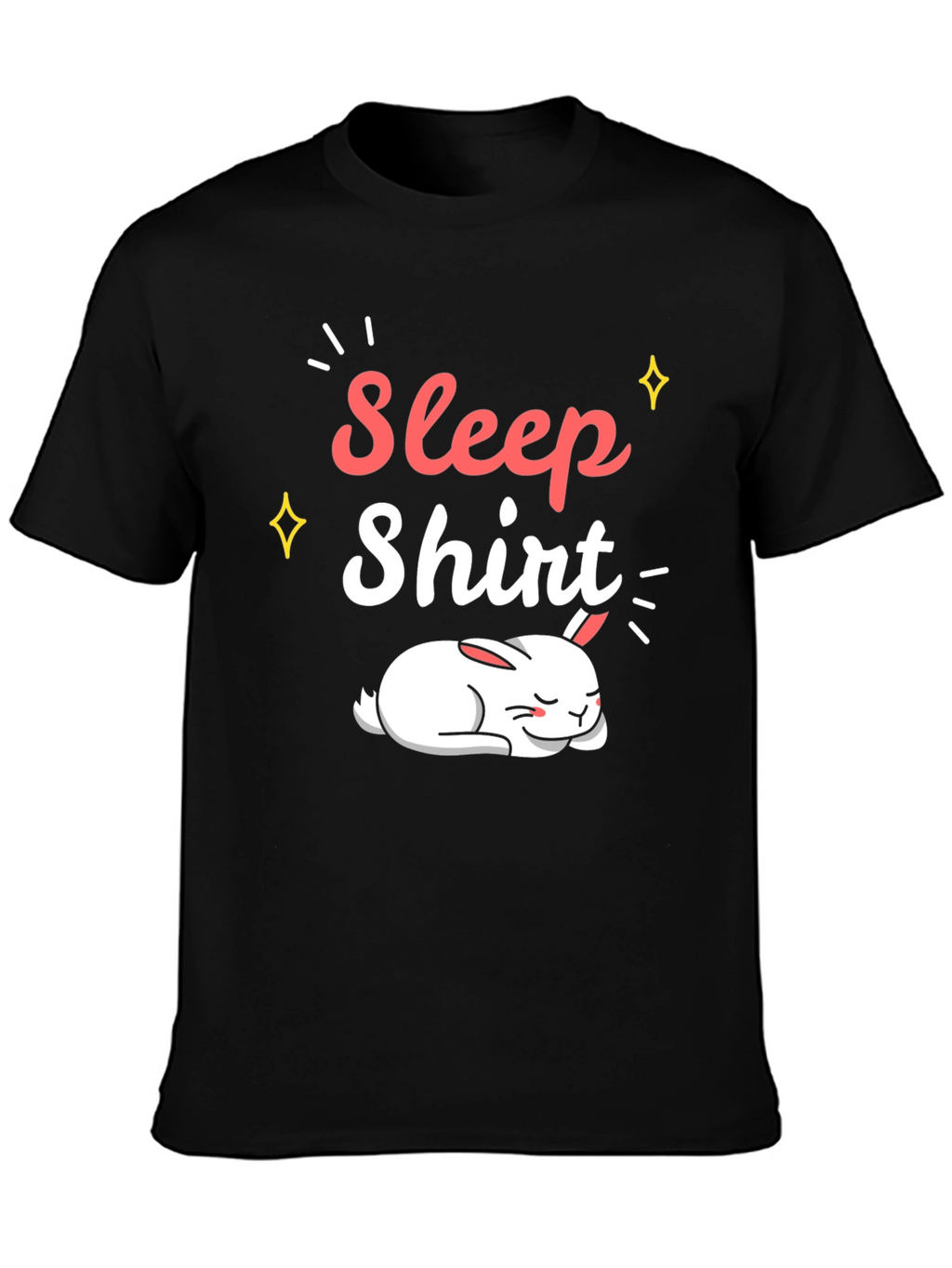 Sleep Shirt Black Cotton Tee with Sleeping Bunny