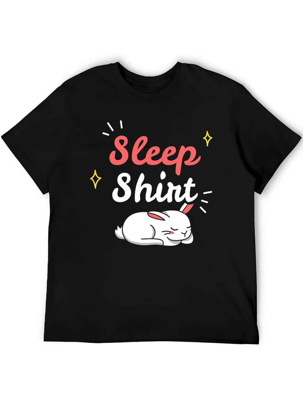 Sleep Shirt Black Cotton Tee with Sleeping Bunny