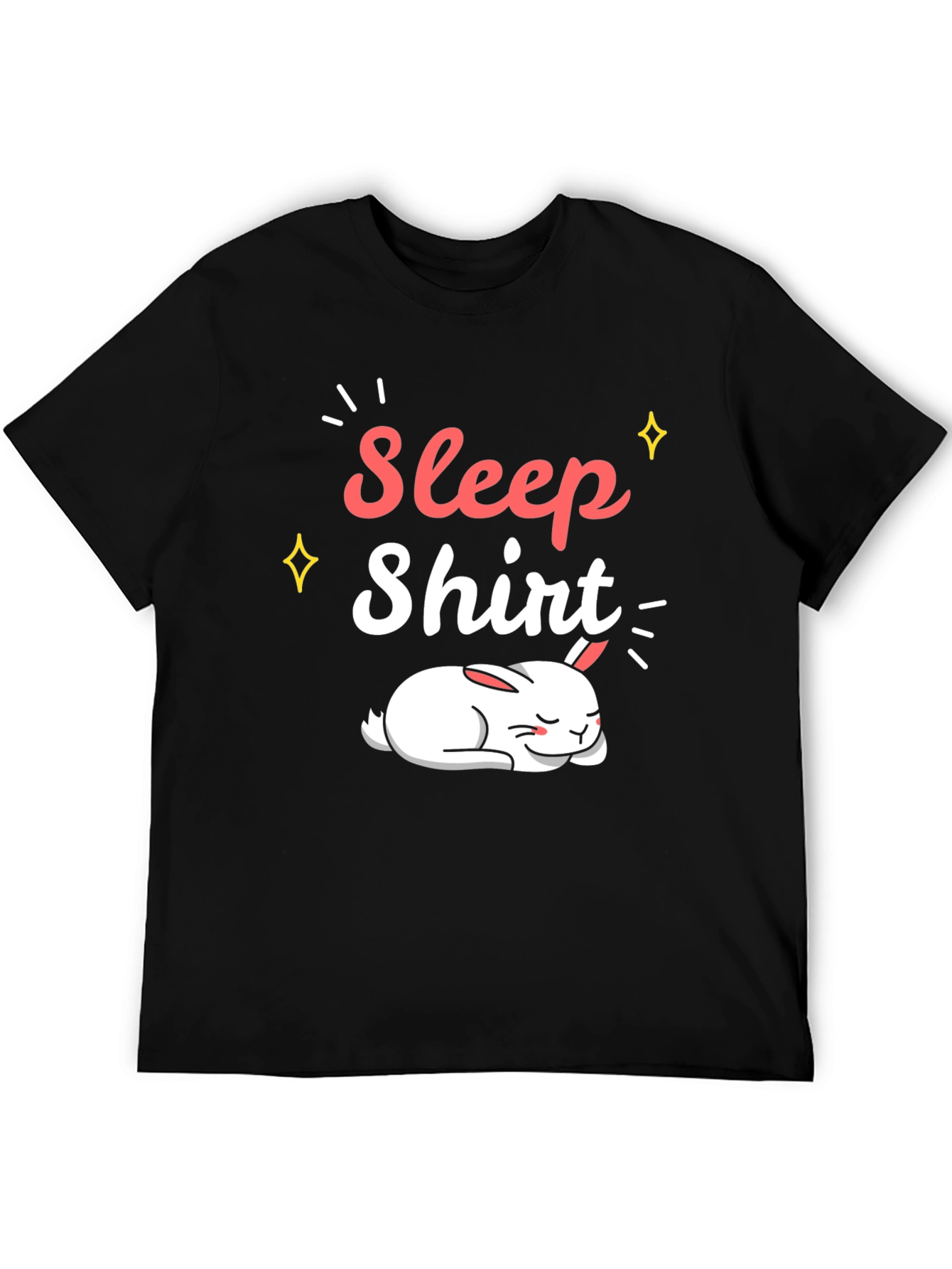 Sleep Shirt Black Cotton Tee with Sleeping Bunny