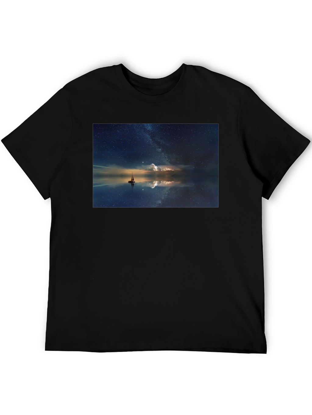 Night Sky Boat Graphic Tee - Unisex