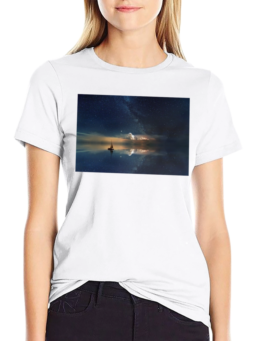 Night Sky Boat Graphic Tee - Unisex