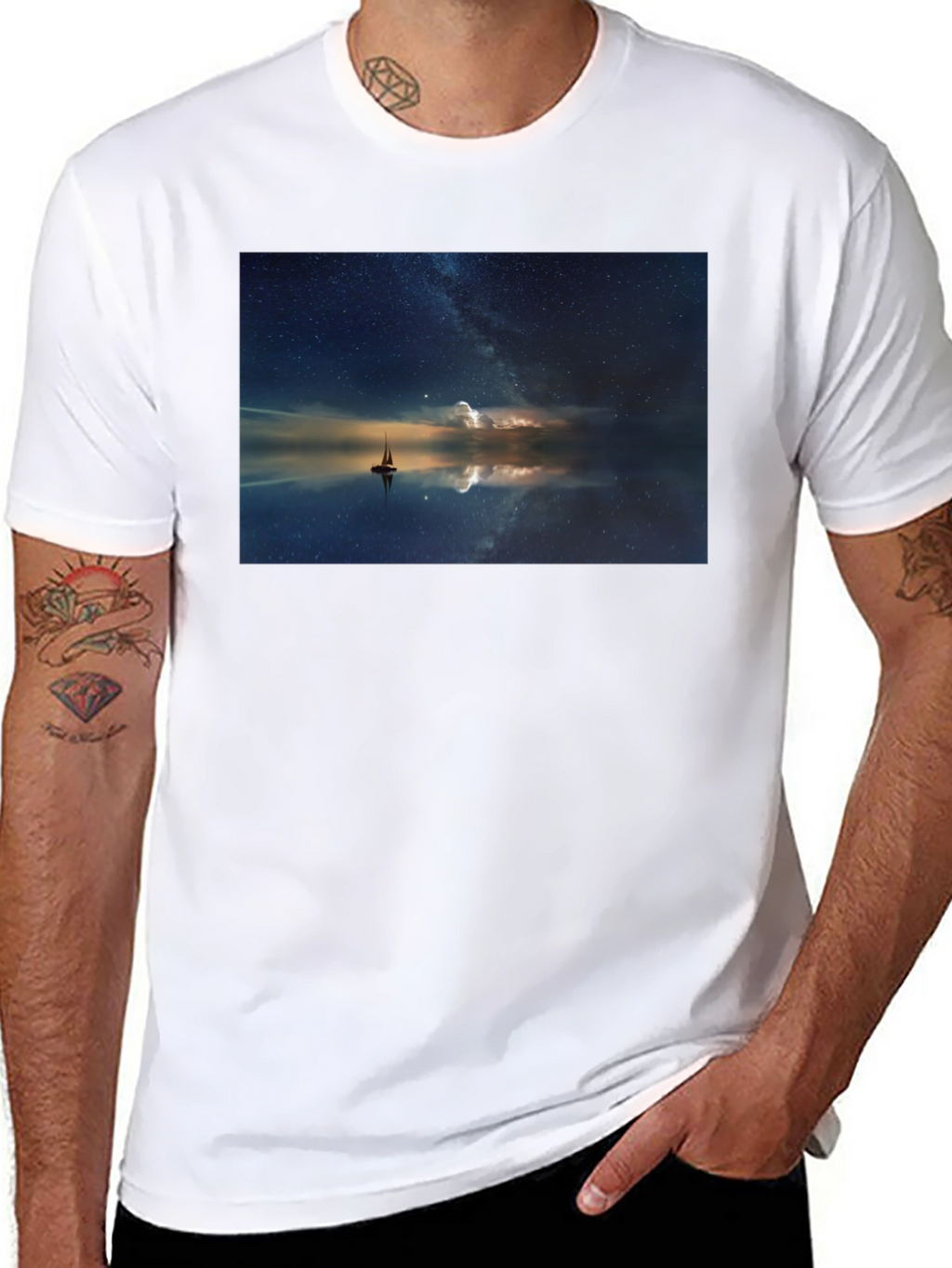 Night Sky Boat Graphic Tee - Unisex