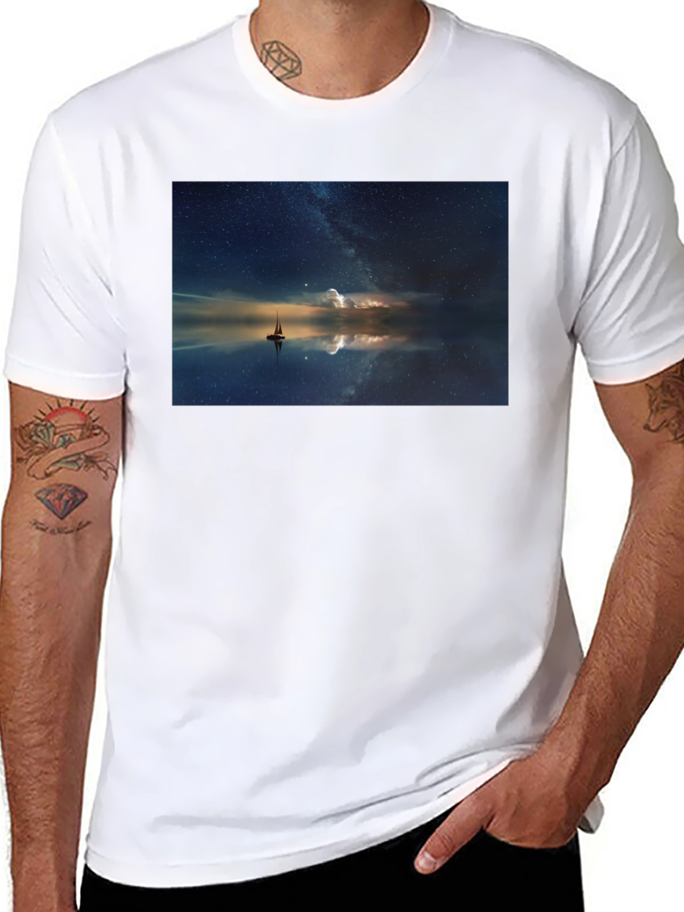 Night Sky Boat Graphic Tee - Unisex