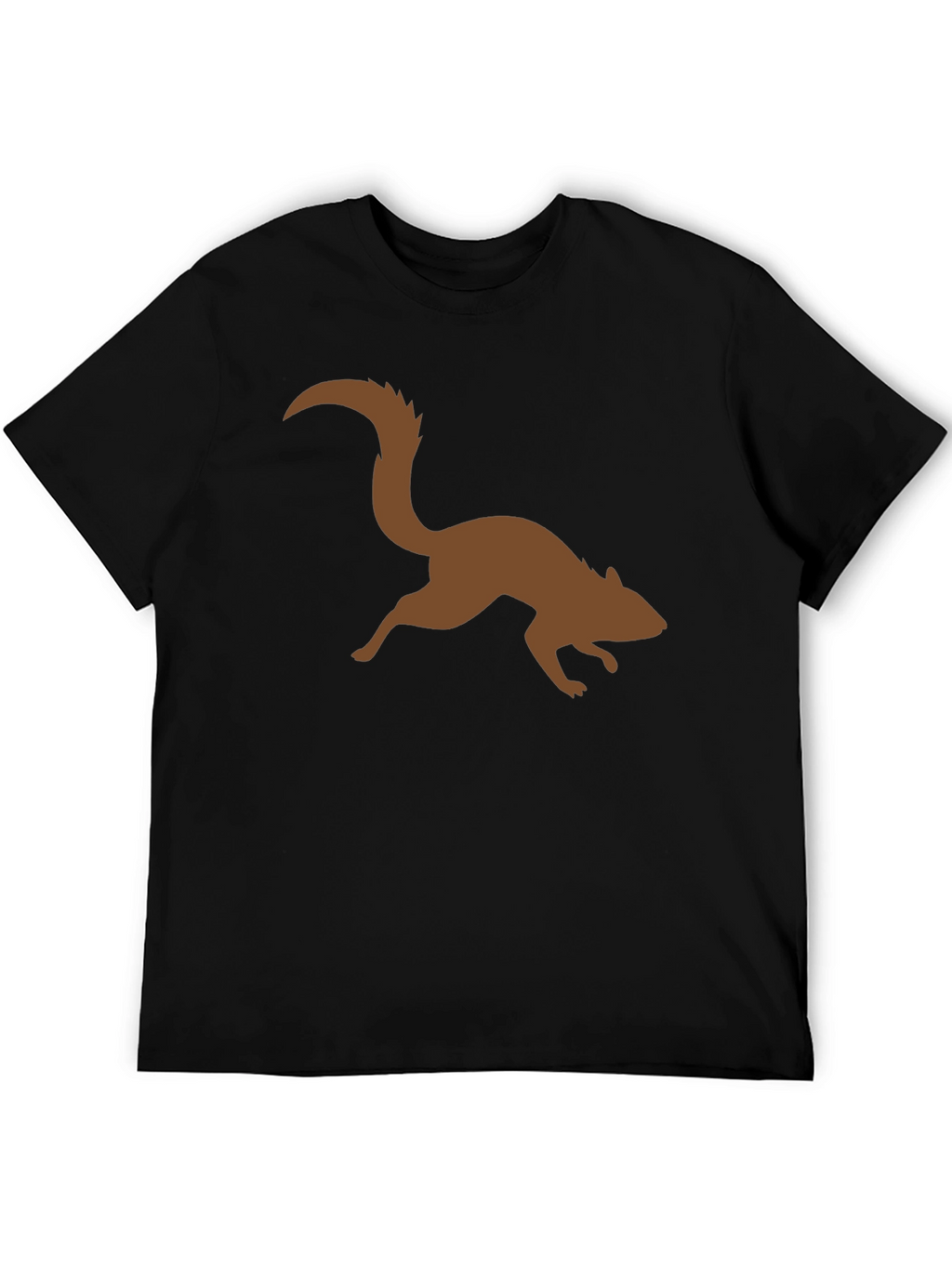 Brown Squirrel Graphic Black T-Shirt