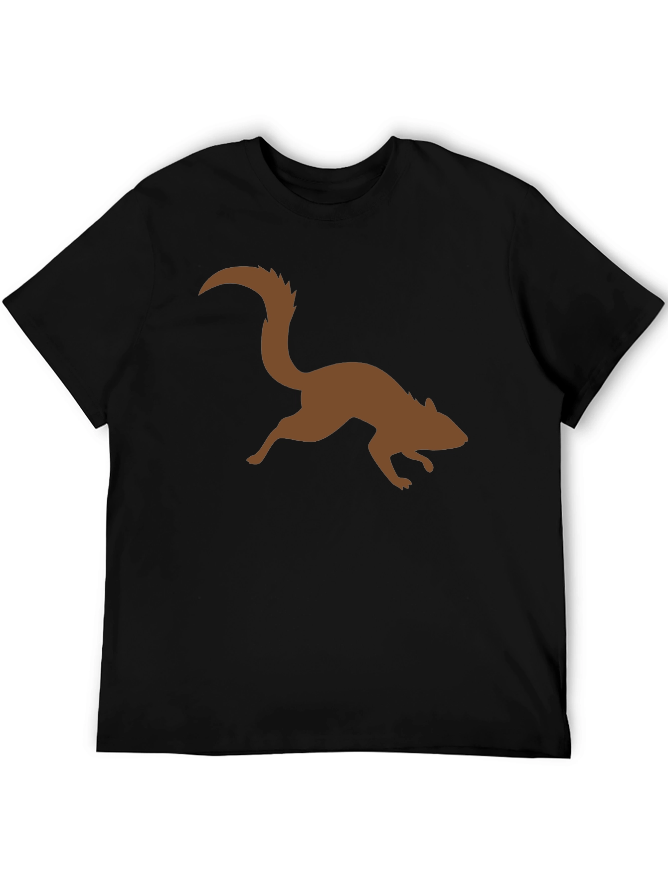 Brown Squirrel Graphic Black T-Shirt