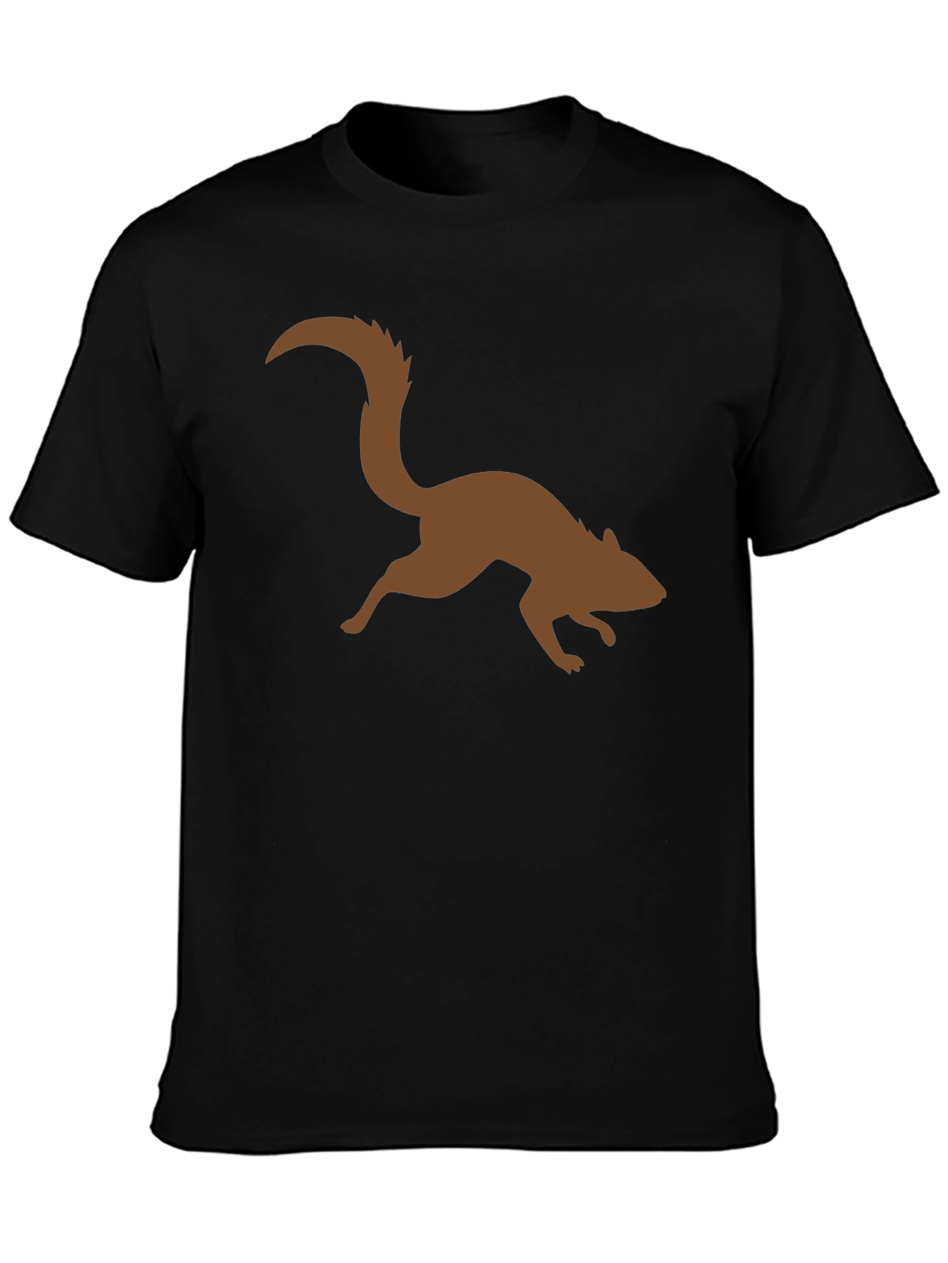 Brown Squirrel Graphic Black T-Shirt