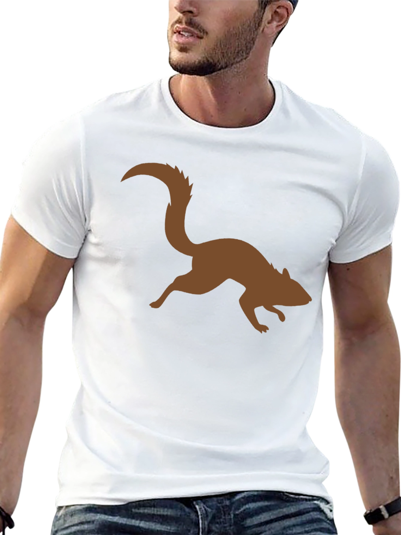 Brown Squirrel Graphic Black T-Shirt