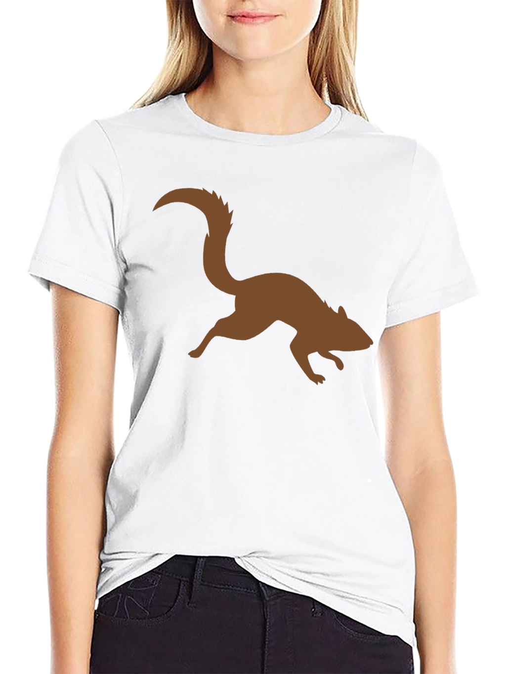 Brown Squirrel Graphic Black T-Shirt