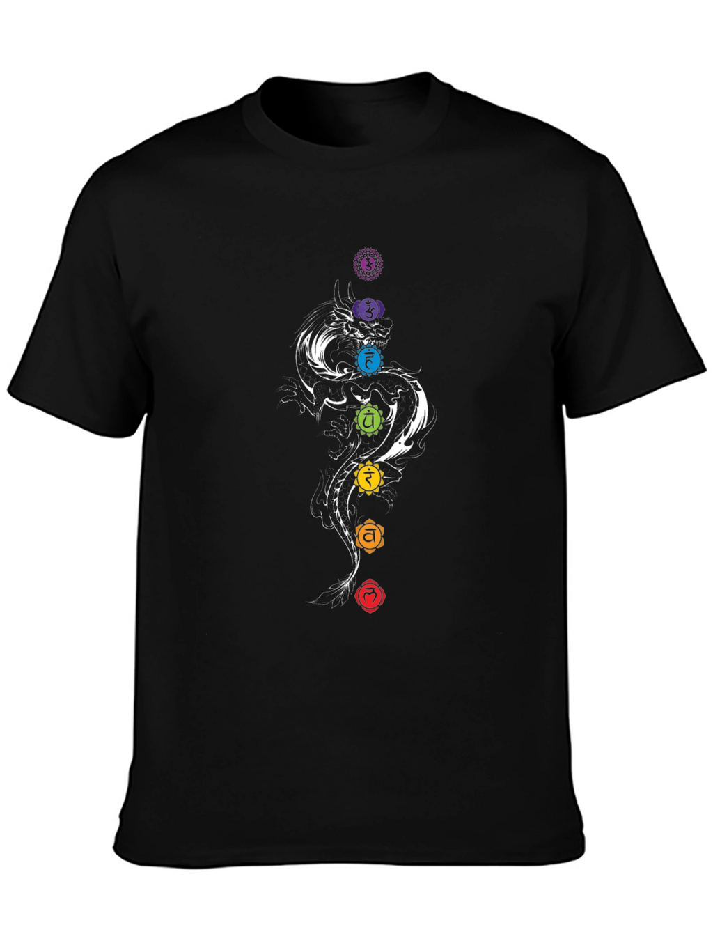 Chakra Dragon Graphic Tee - Black Cotton Blend