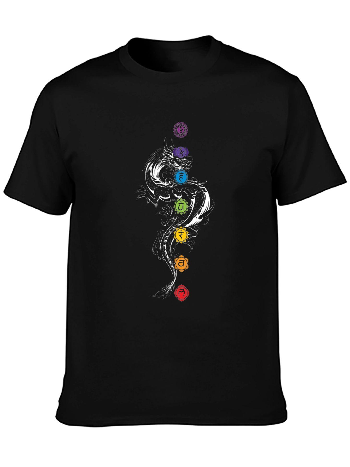 Chakra Dragon Graphic Tee - Black Cotton Blend