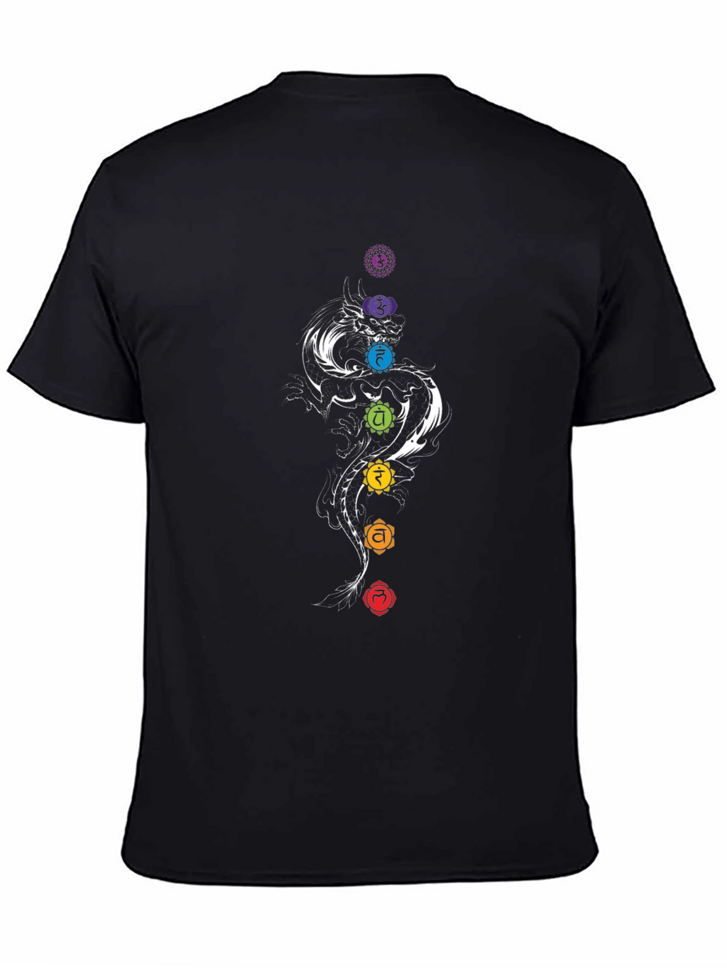 Chakra Dragon Graphic Tee - Black Cotton Blend