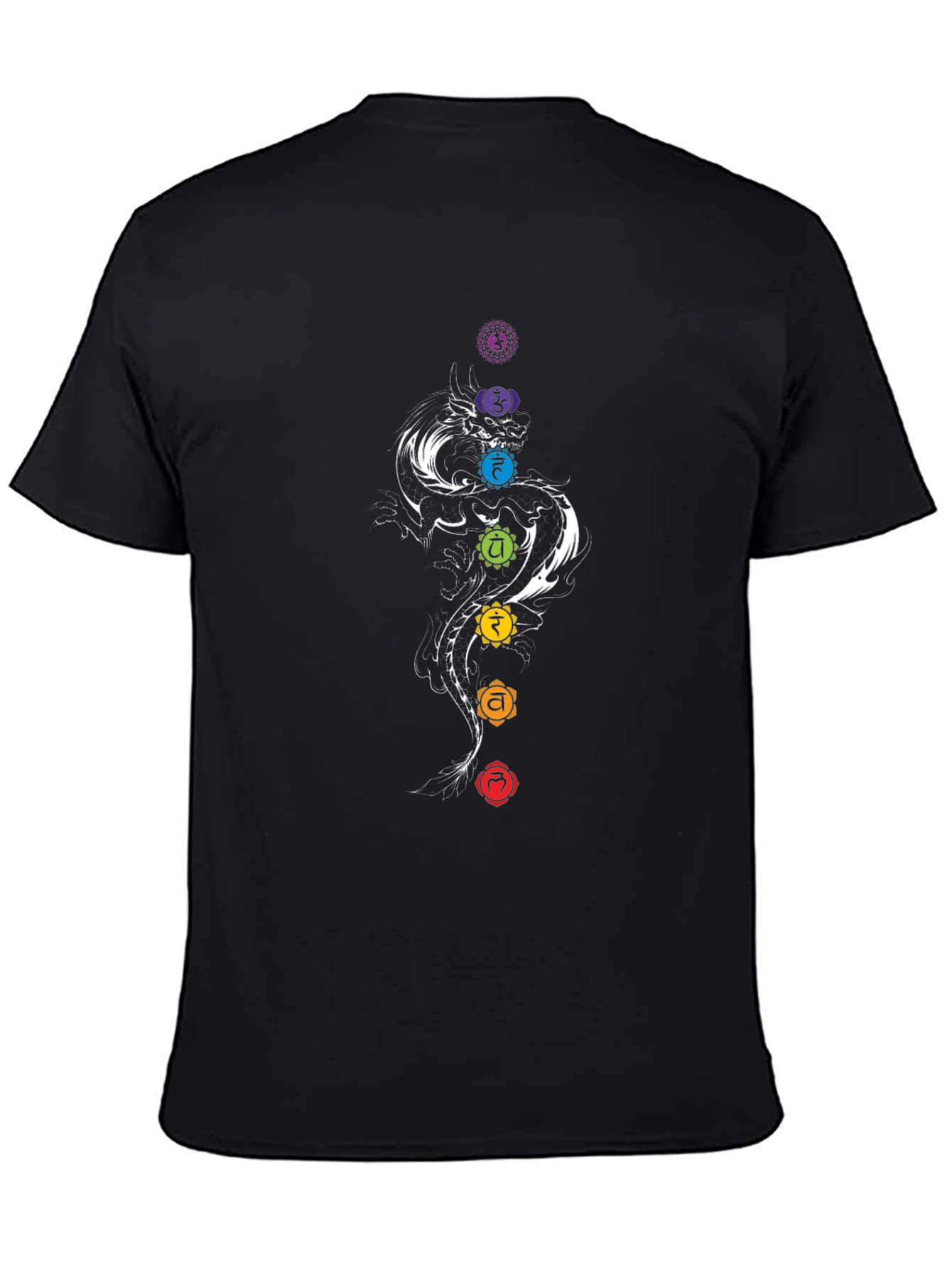 Chakra Dragon Graphic Tee - Black Cotton Blend