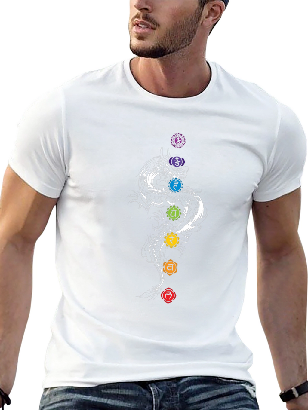 Chakra Dragon Graphic Tee - Black Cotton Blend