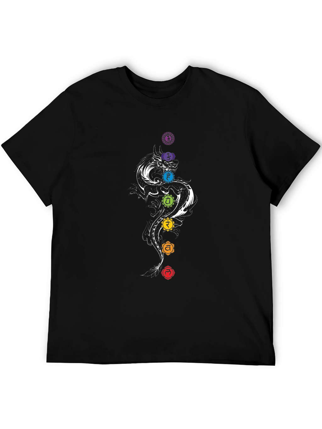 Chakra Dragon Graphic Tee - Black Cotton Blend