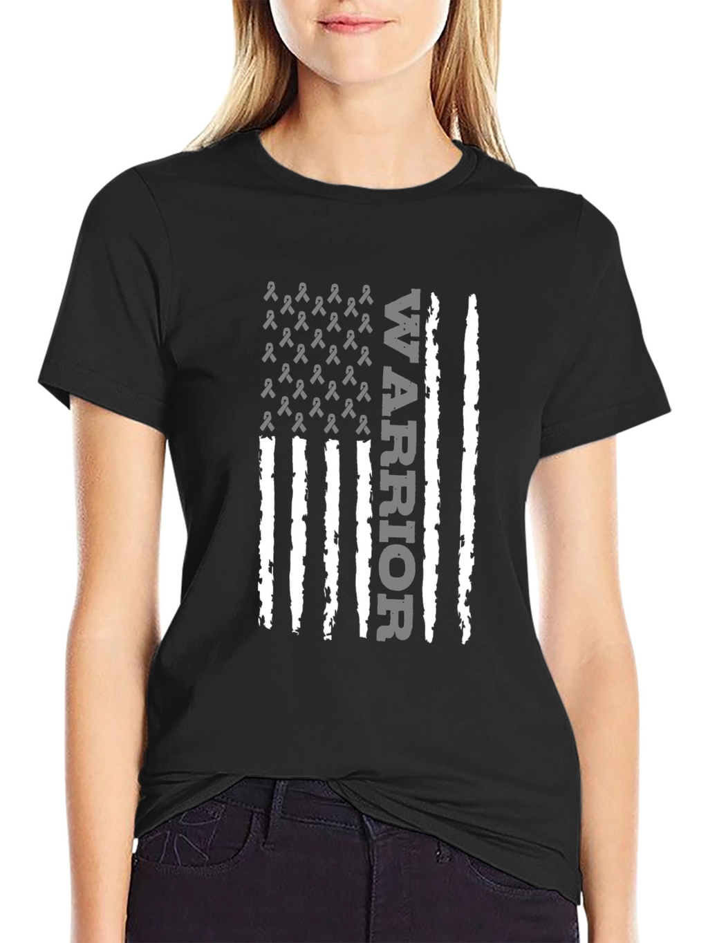 Warrior Ribbon Flag Graphic T-Shirt