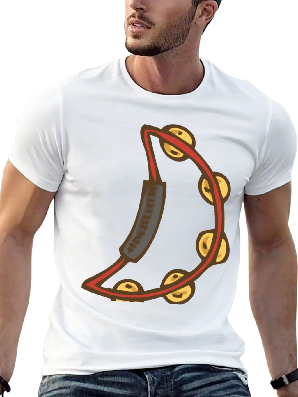 Cool Tambourine Graphic Tee - Black Cotton T-Shirt