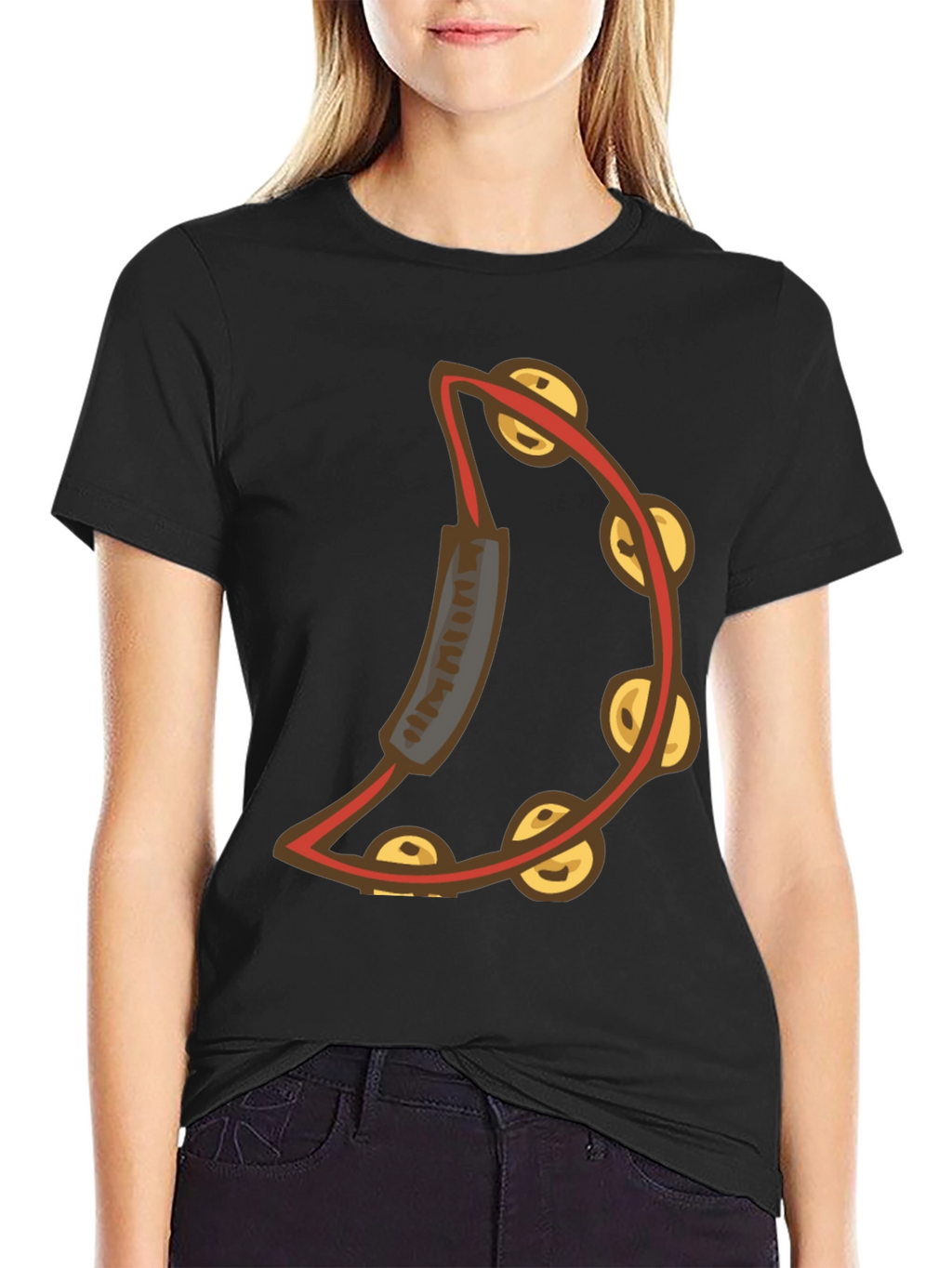 Cool Tambourine Graphic Tee - Black Cotton T-Shirt