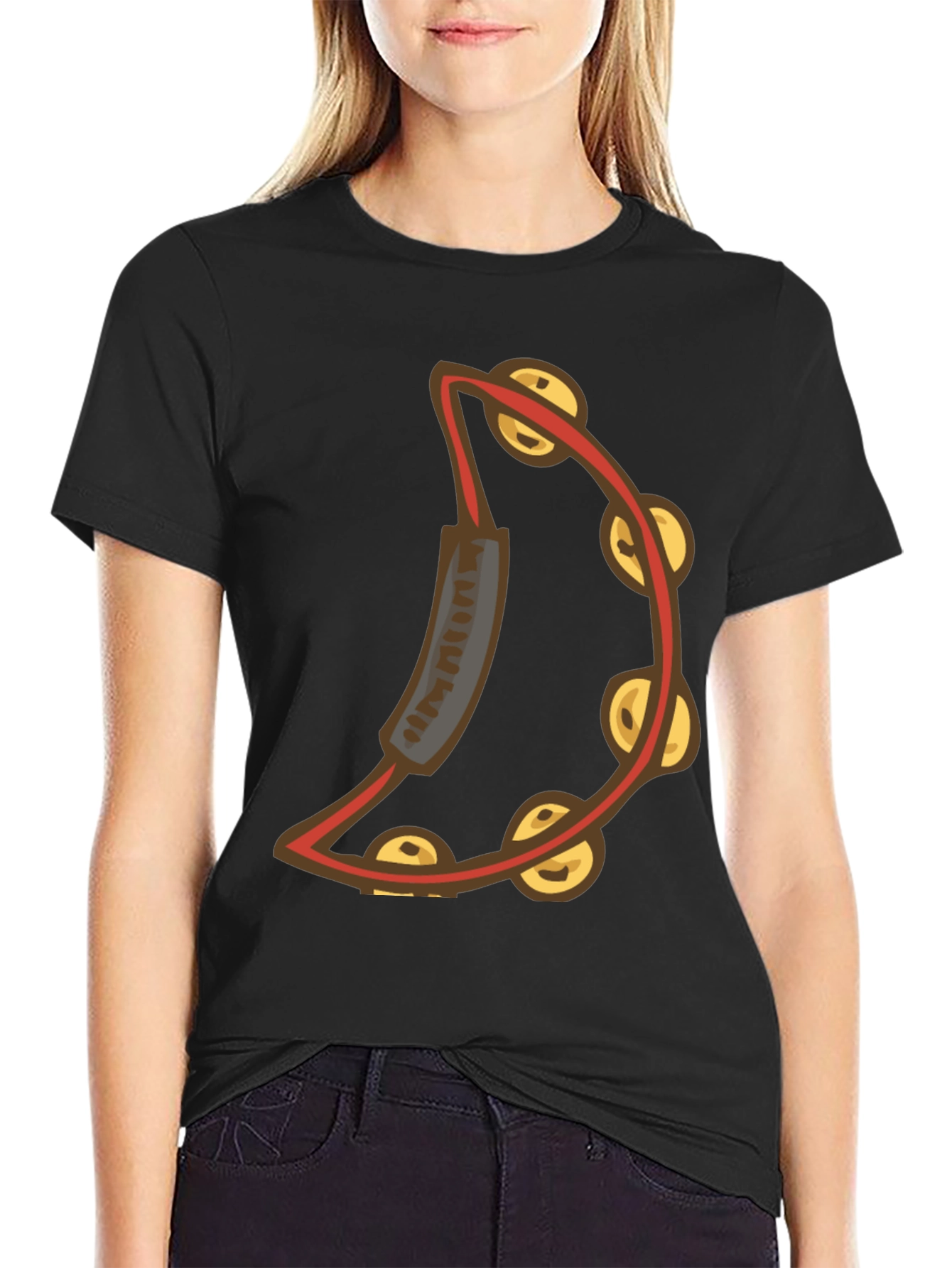 Cool Tambourine Graphic Tee - Black Cotton T-Shirt