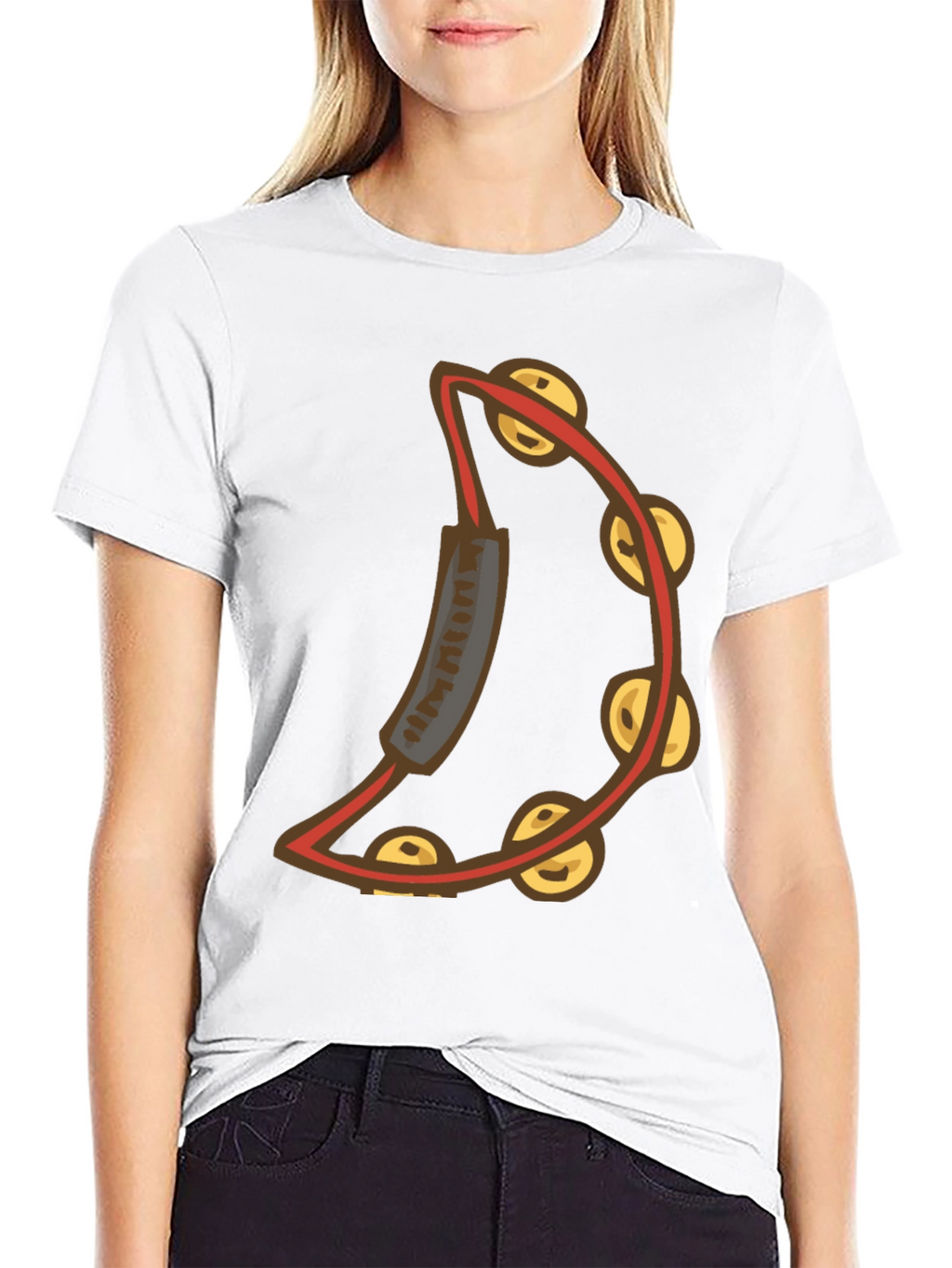Cool Tambourine Graphic Tee - Black Cotton T-Shirt