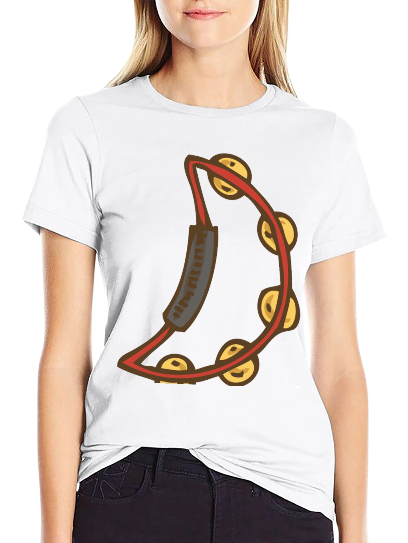 Cool Tambourine Graphic Tee - Black Cotton T-Shirt