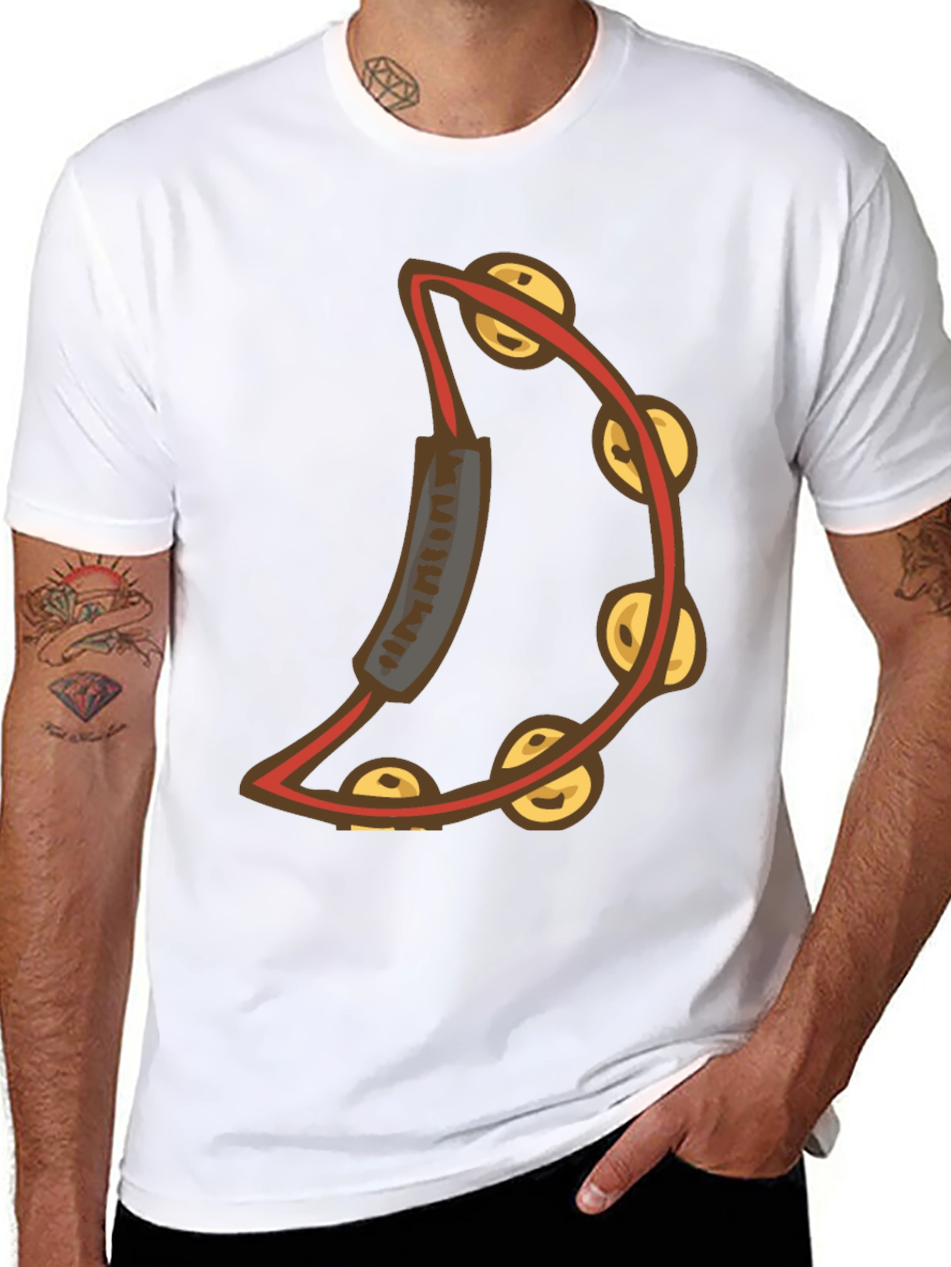 Cool Tambourine Graphic Tee - Black Cotton T-Shirt