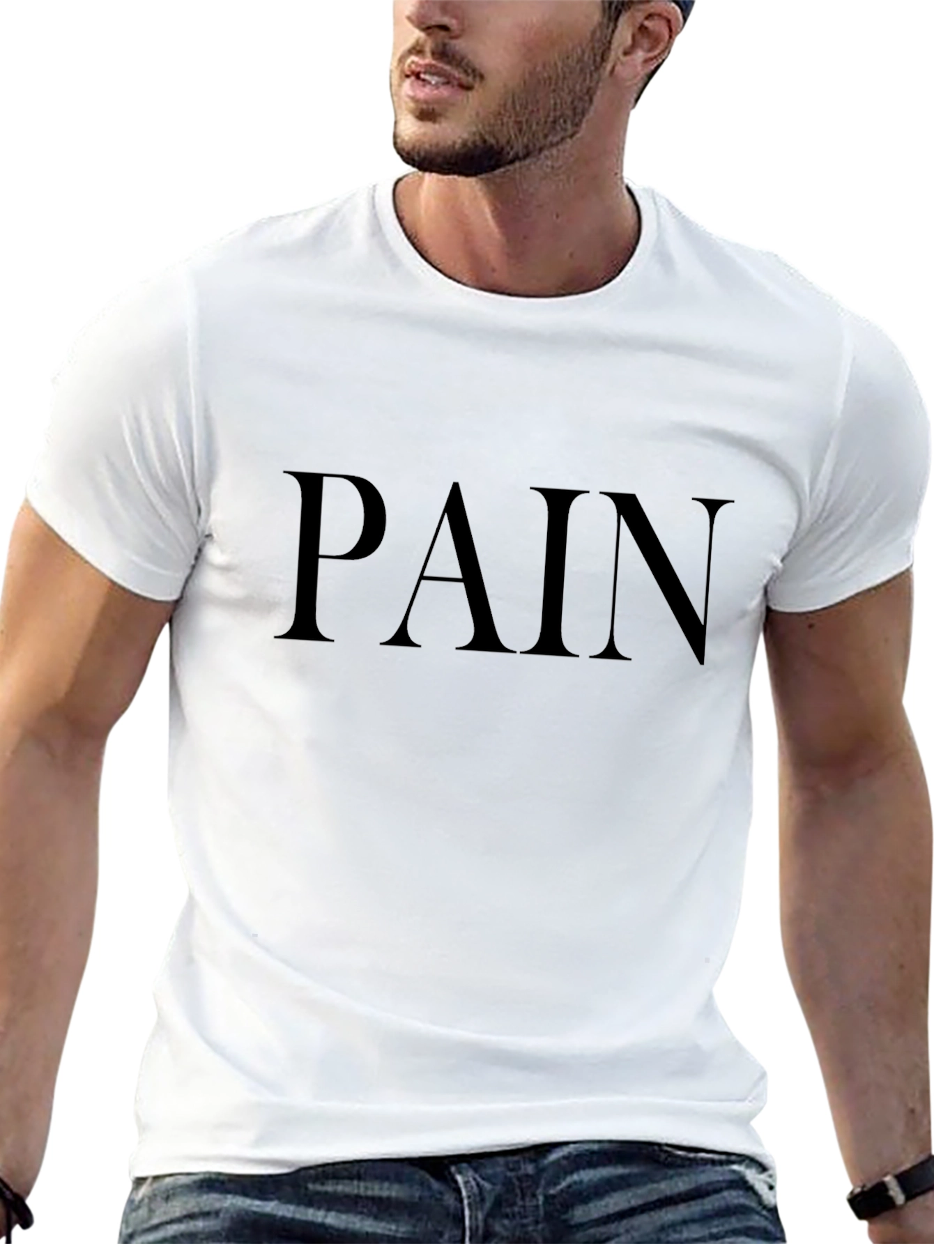 PAIN Text Graphic Black Crew Neck T-Shirt
