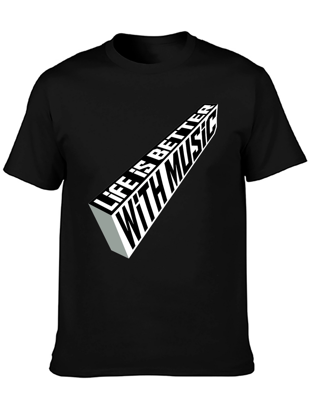 Life is Better with Music Graphic Tee - Black