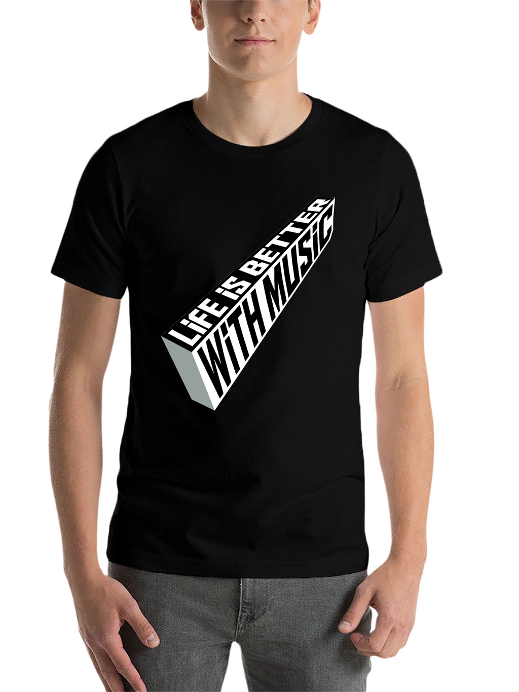 Life is Better with Music Graphic Tee - Black