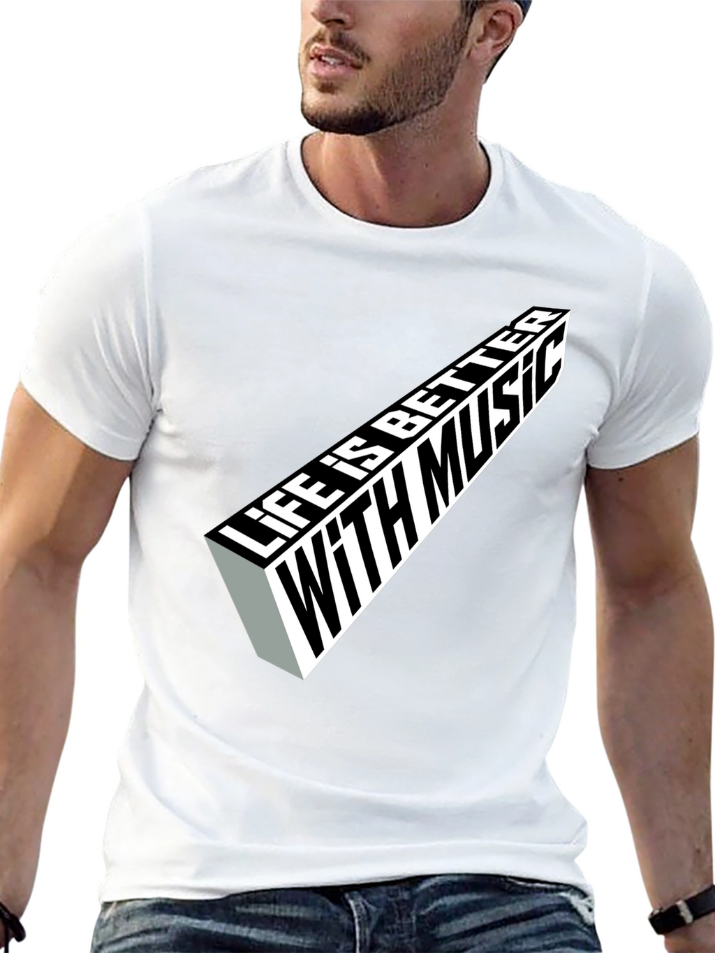 Life is Better with Music Graphic Tee - Black