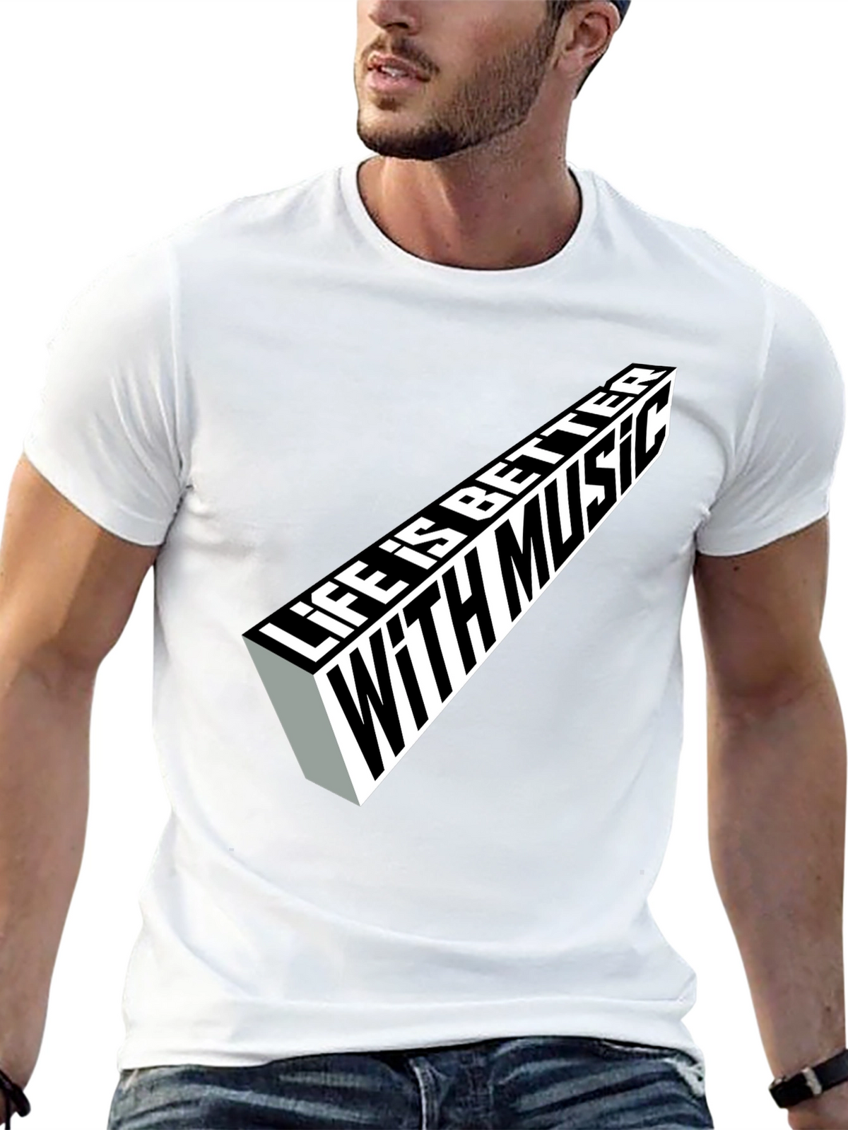 Life is Better with Music Graphic Tee - Black